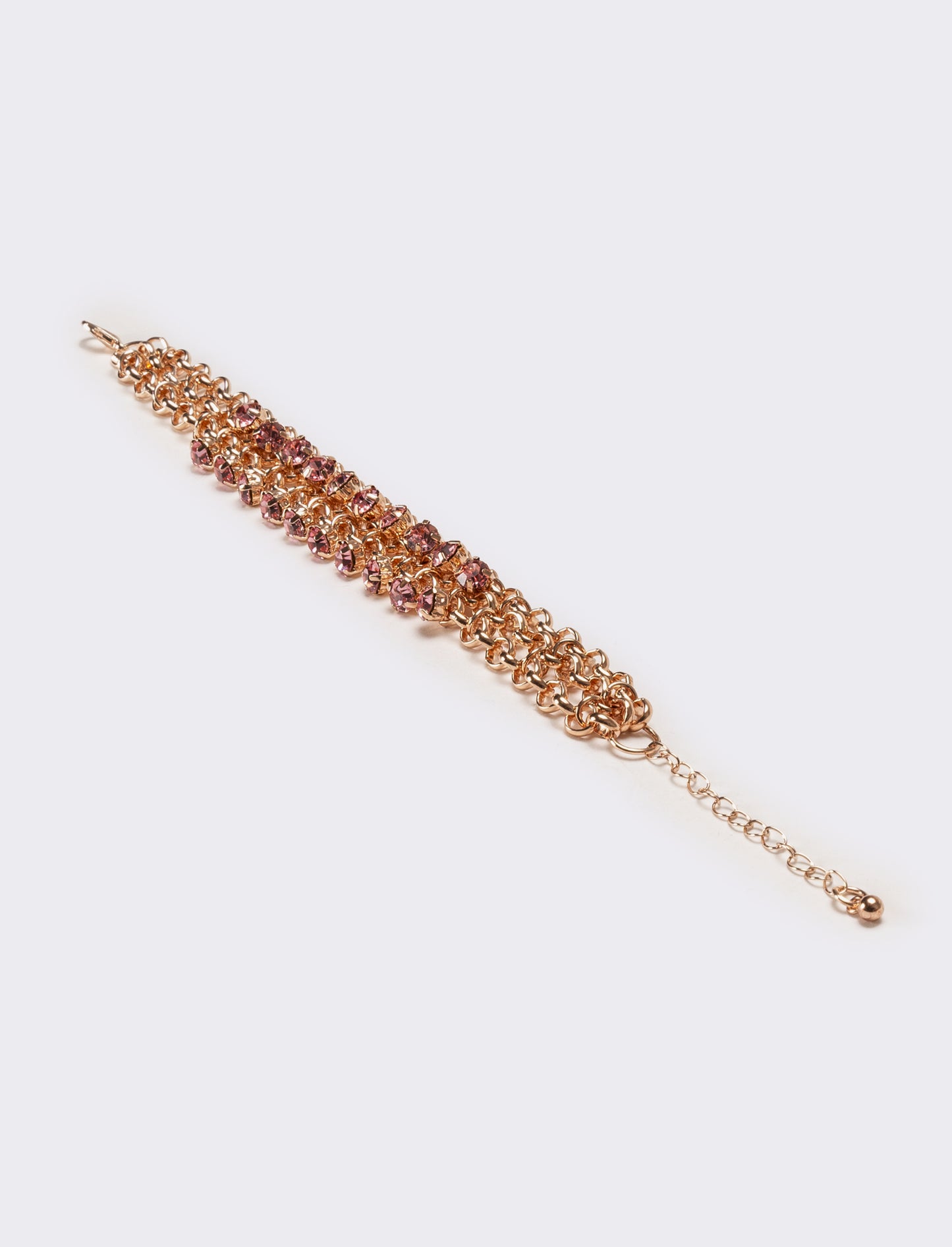 Bracciale donna con strass maglia metallica - Rosa