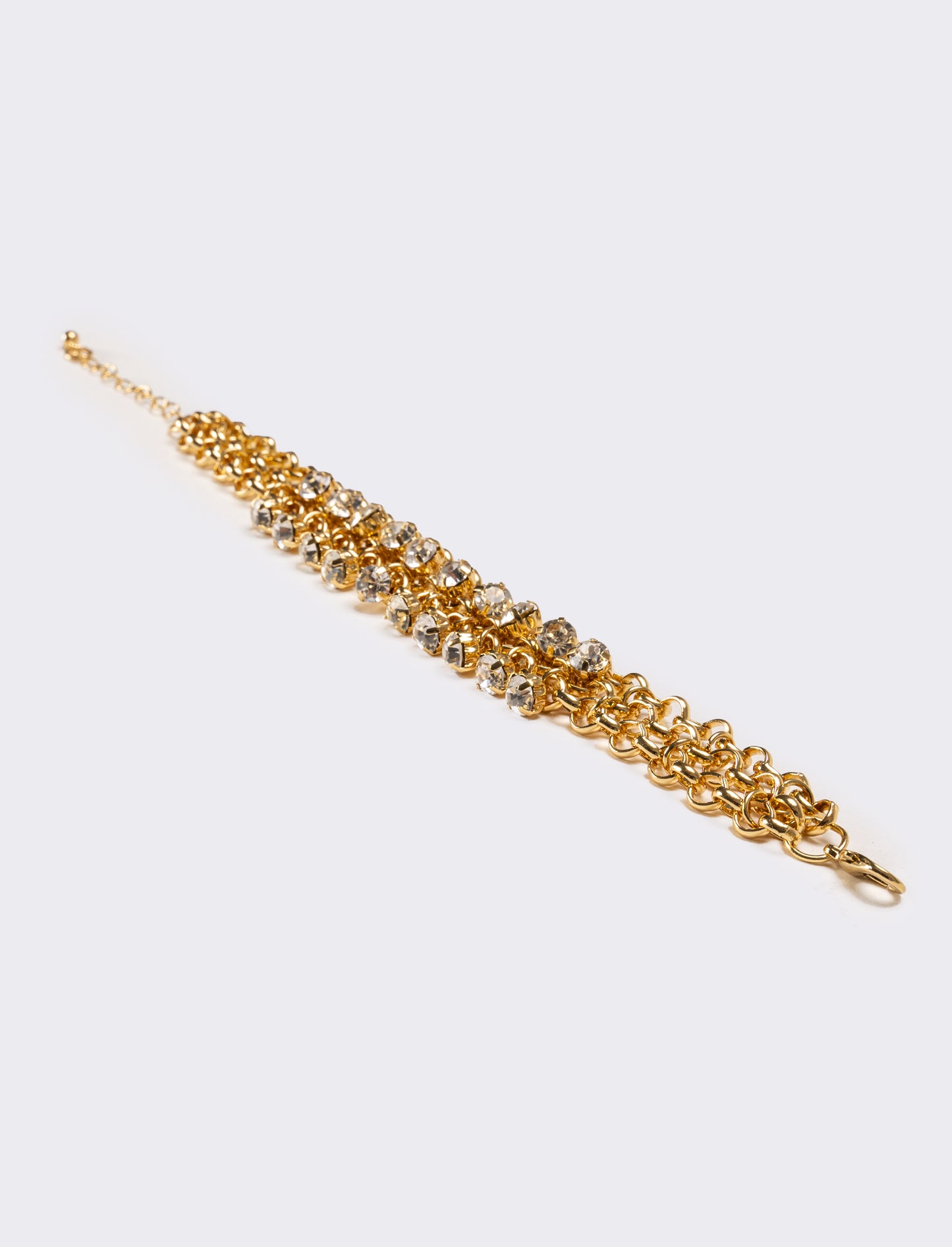 Bracciale donna con strass maglia metallica - Oro