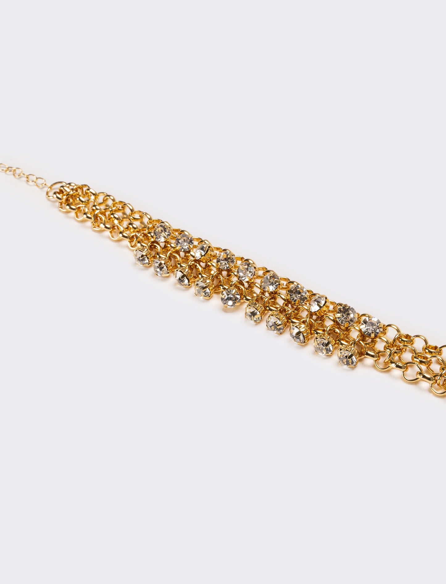 Bracciale donna con strass maglia metallica - Oro
