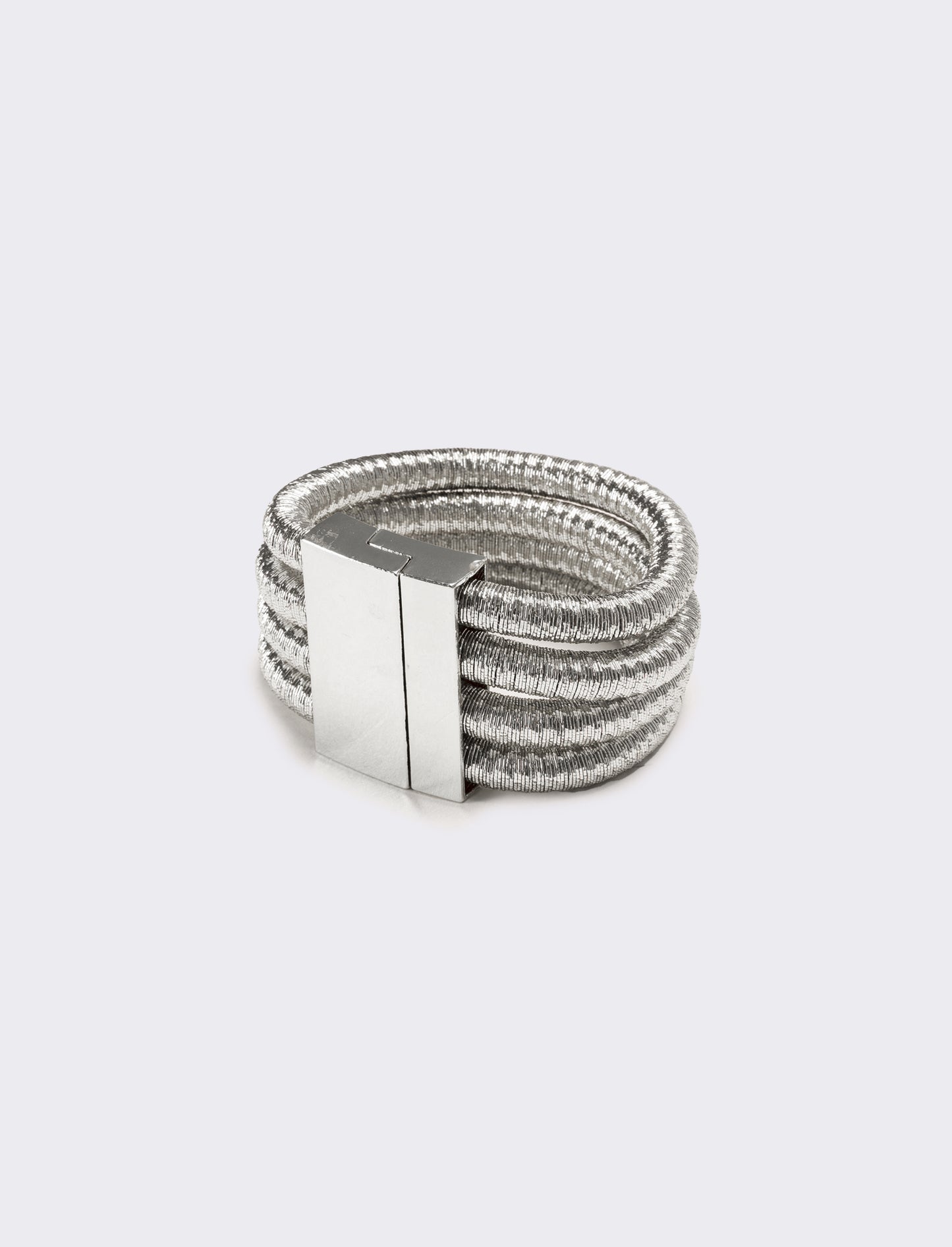 Bracciale donna 4 cordoni con chiusura metallica - Argento