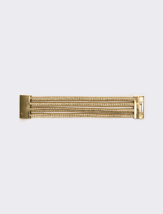 Bracciale donna 4 cordoni con chiusura metallica - Oro