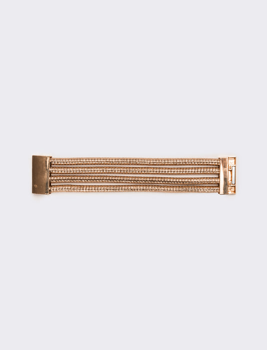 Bracciale donna 4 cordoni con chiusura metallica - Rosa