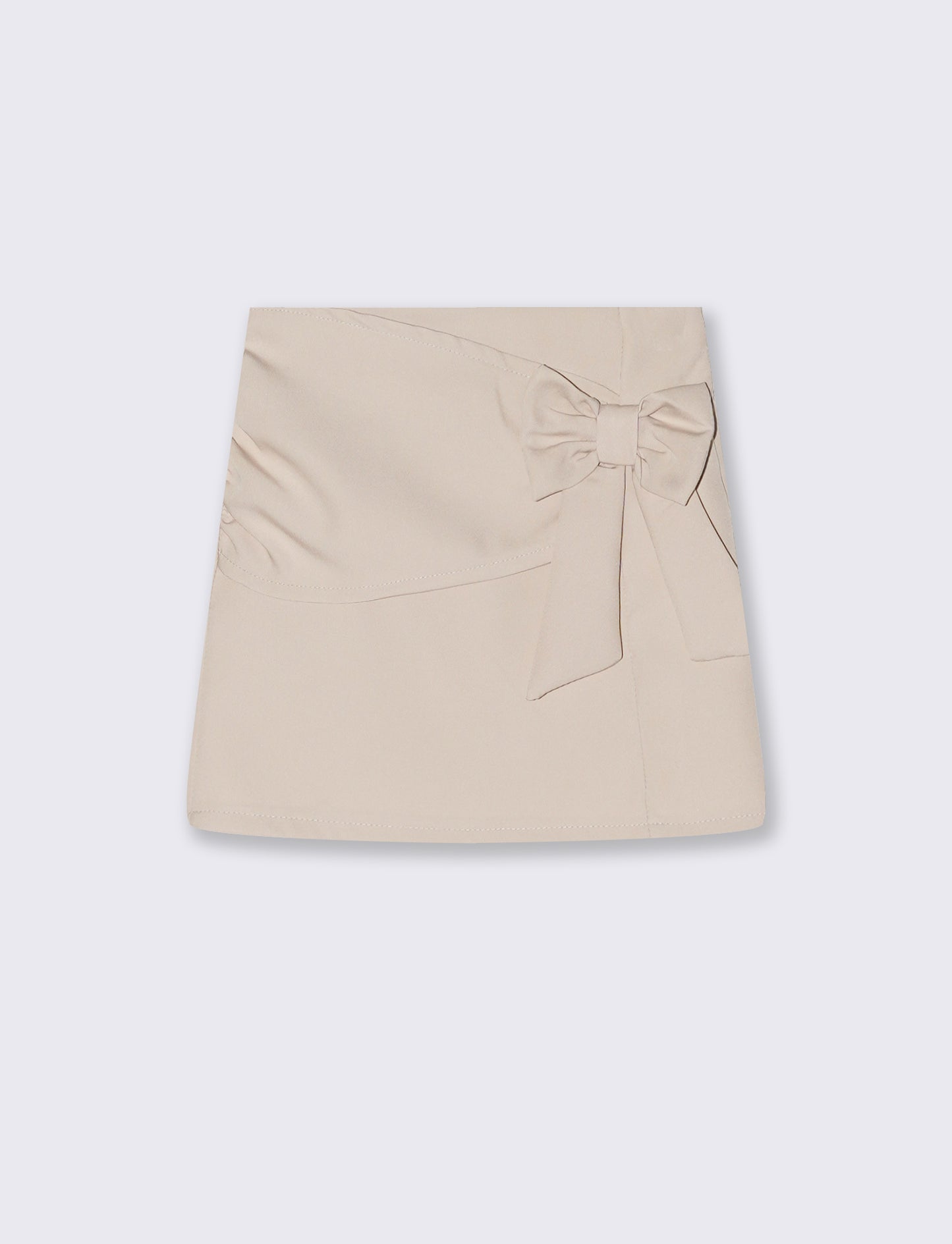 Gonna bambina con fiocco e fascia decorativa - Beige