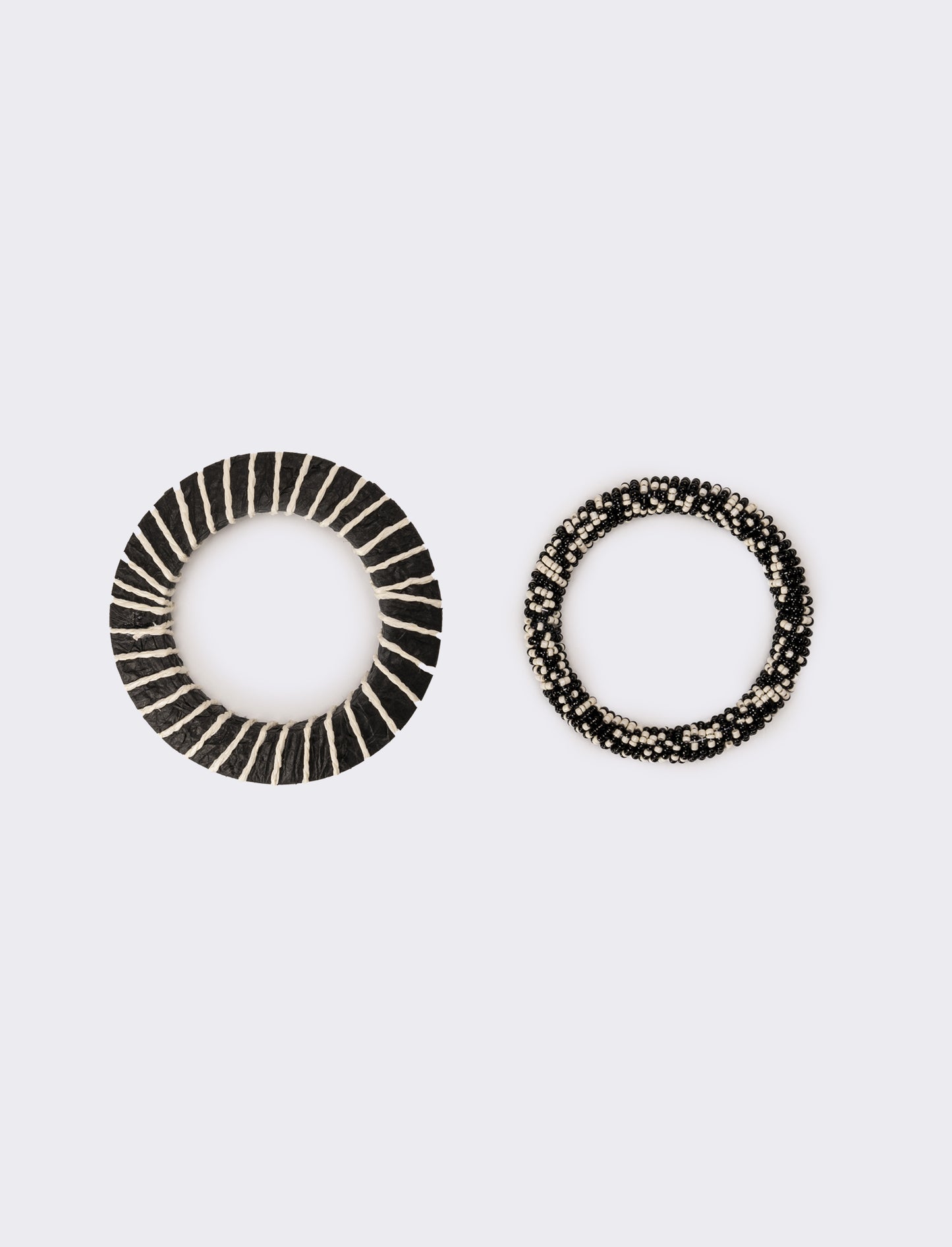Bracciale donna 2 paia conteria raffia - Nero