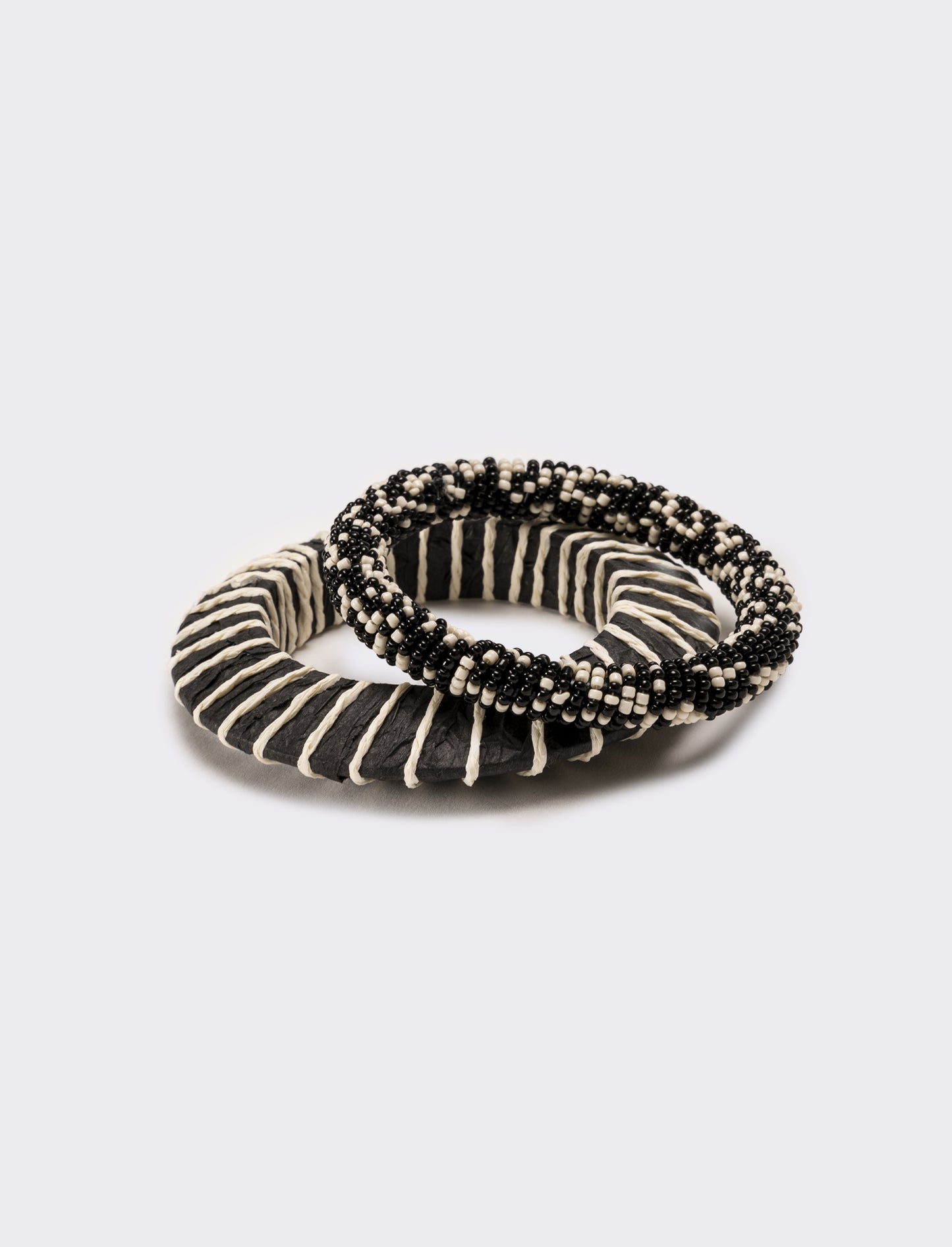Bracciale donna 2 paia conteria raffia - Nero