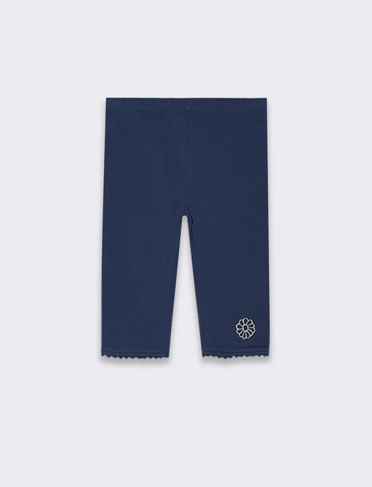Leggings con ricamo da neonata - Blu