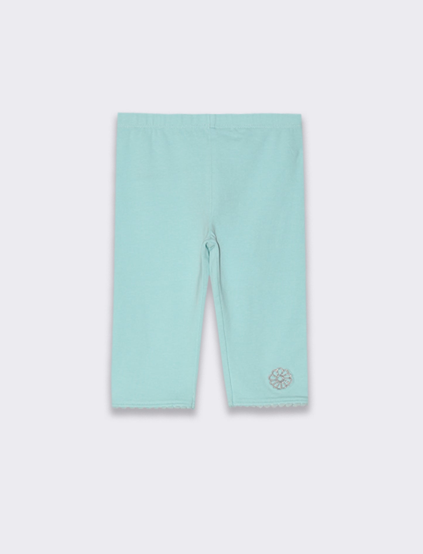Leggings con ricamo da neonata - Azzurro