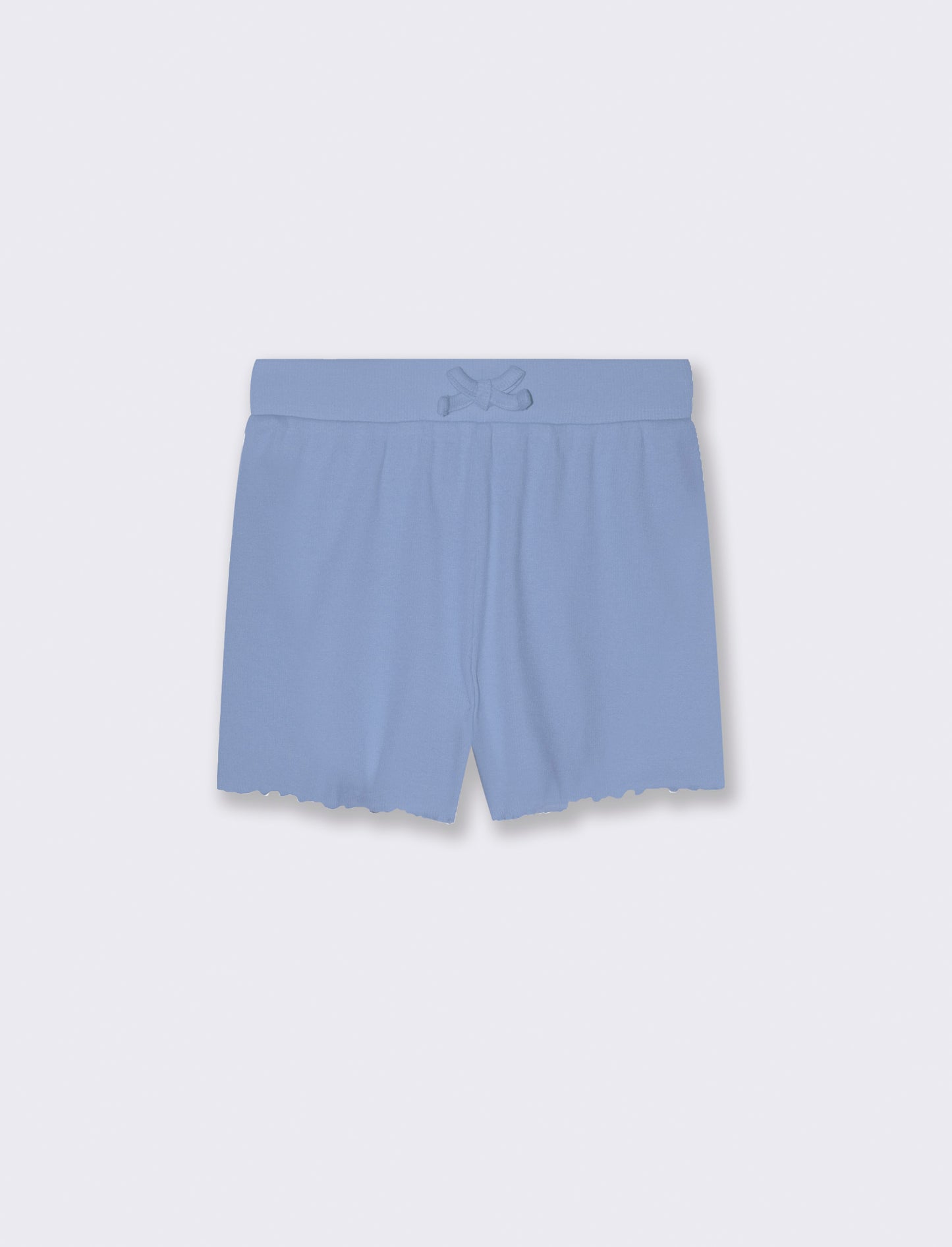 Short in rib con orlo ondulato da bambina - Azzurro