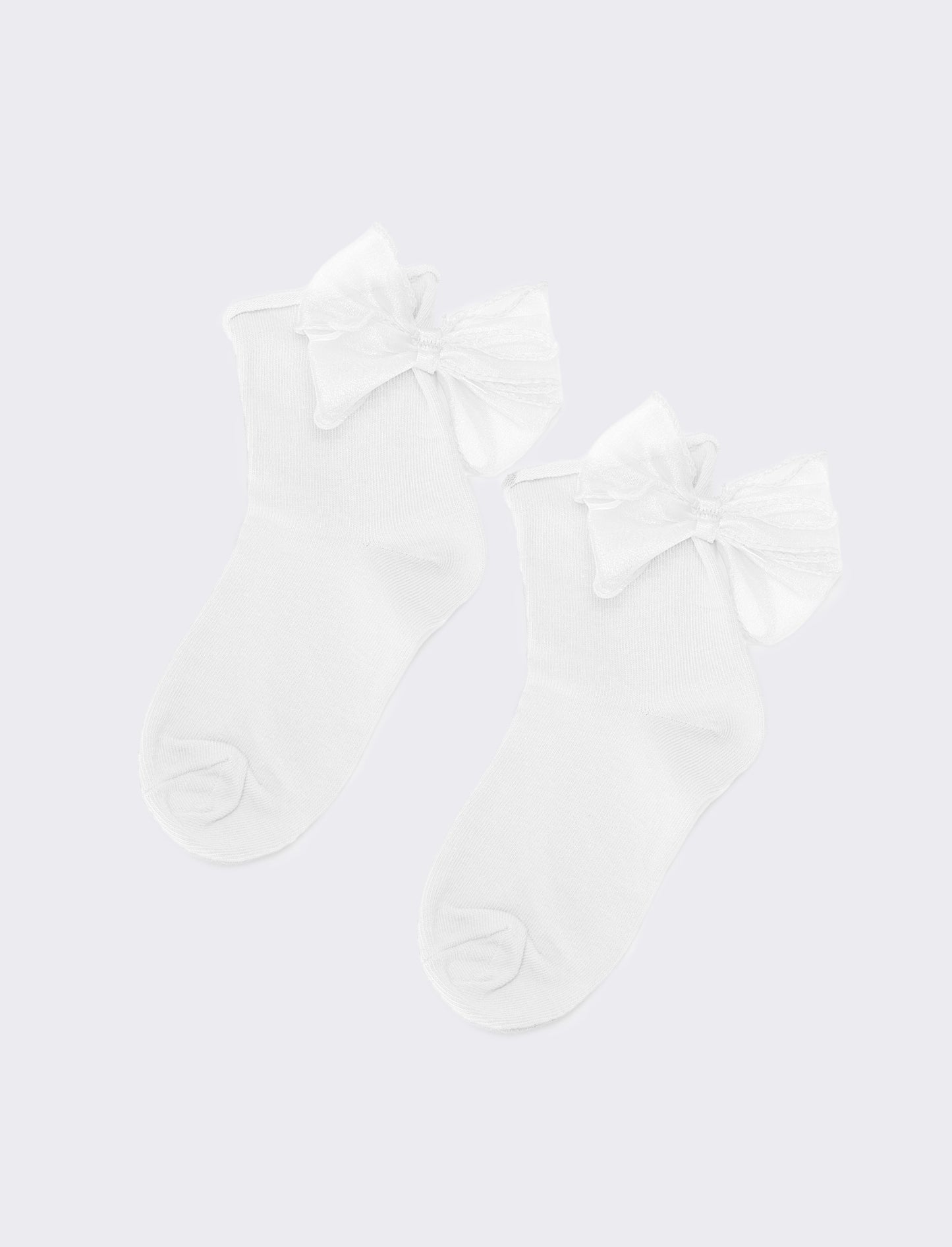 Calzino bambina con fiocco in tulle - Bianco