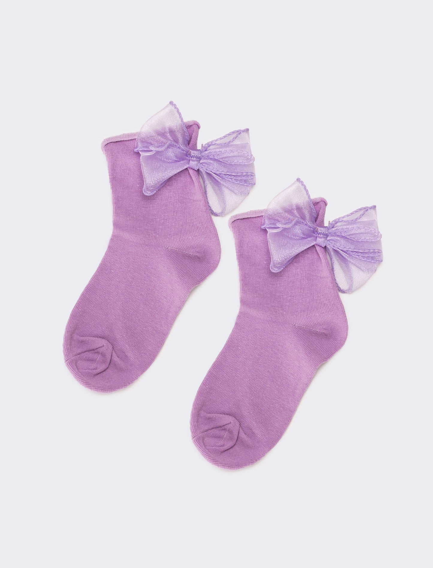 Calzino bambina con fiocco in tulle - Lilla