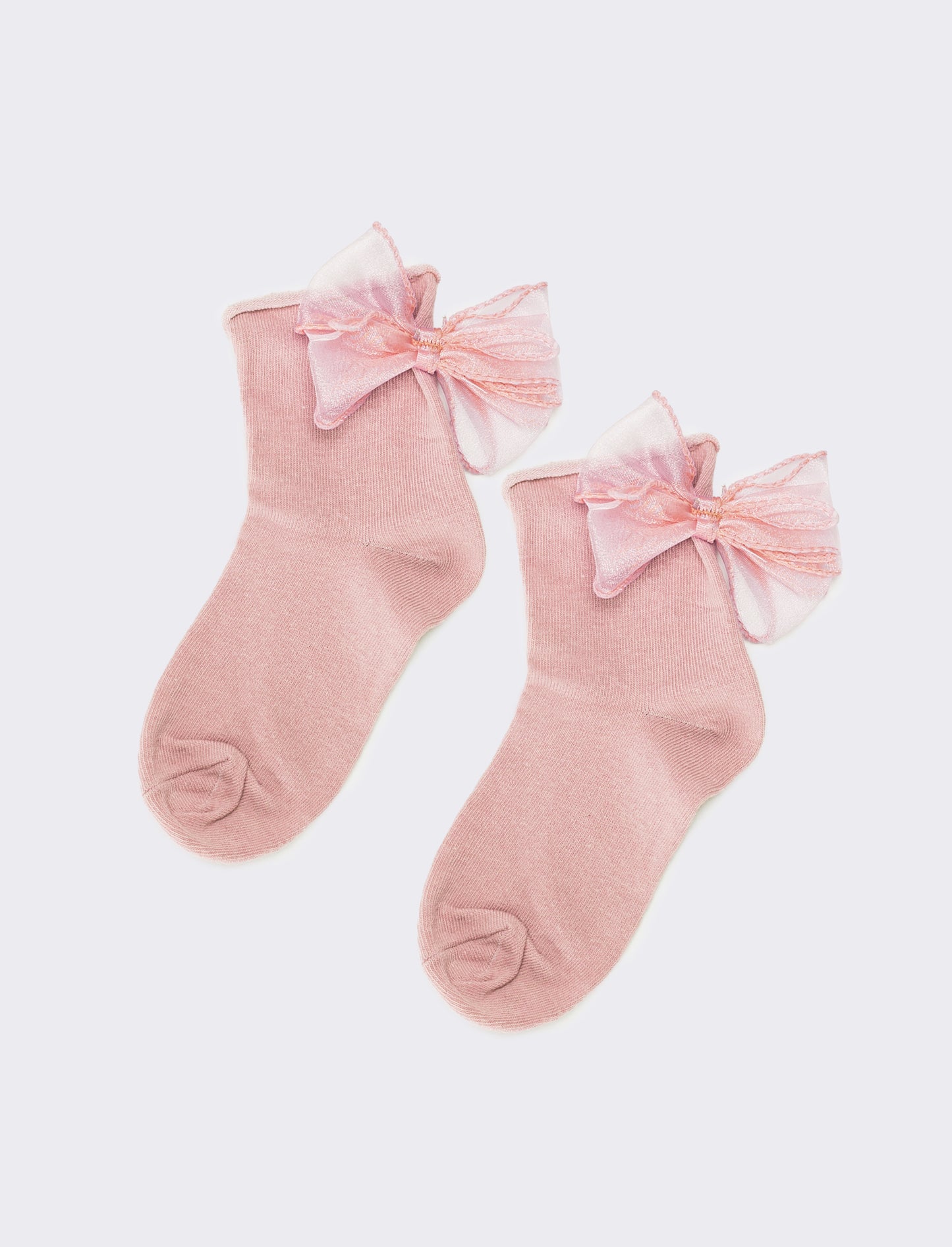 Calzino bambina con fiocco in tulle - Rosa