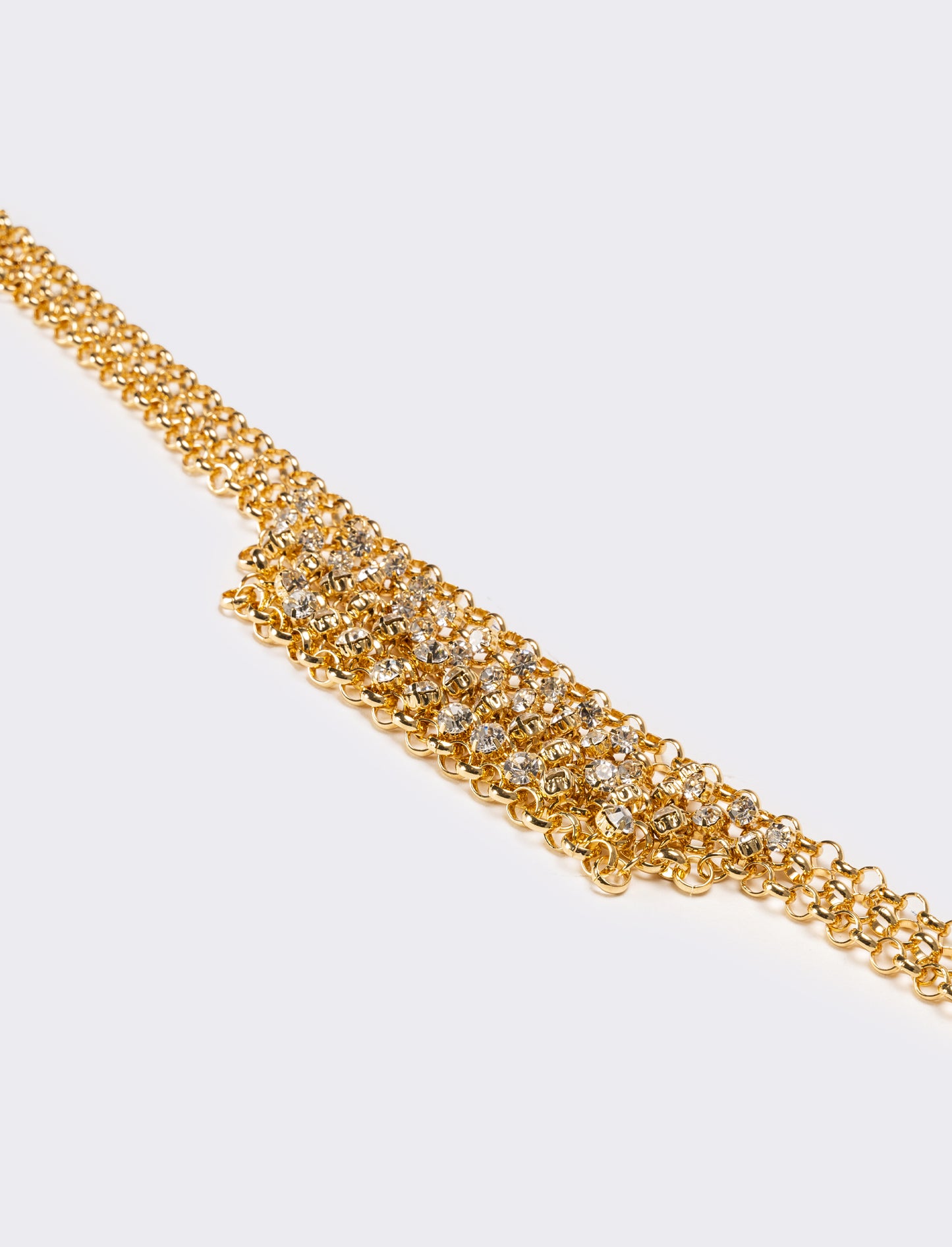 Collana donna con strass e maglia metallica - Oro