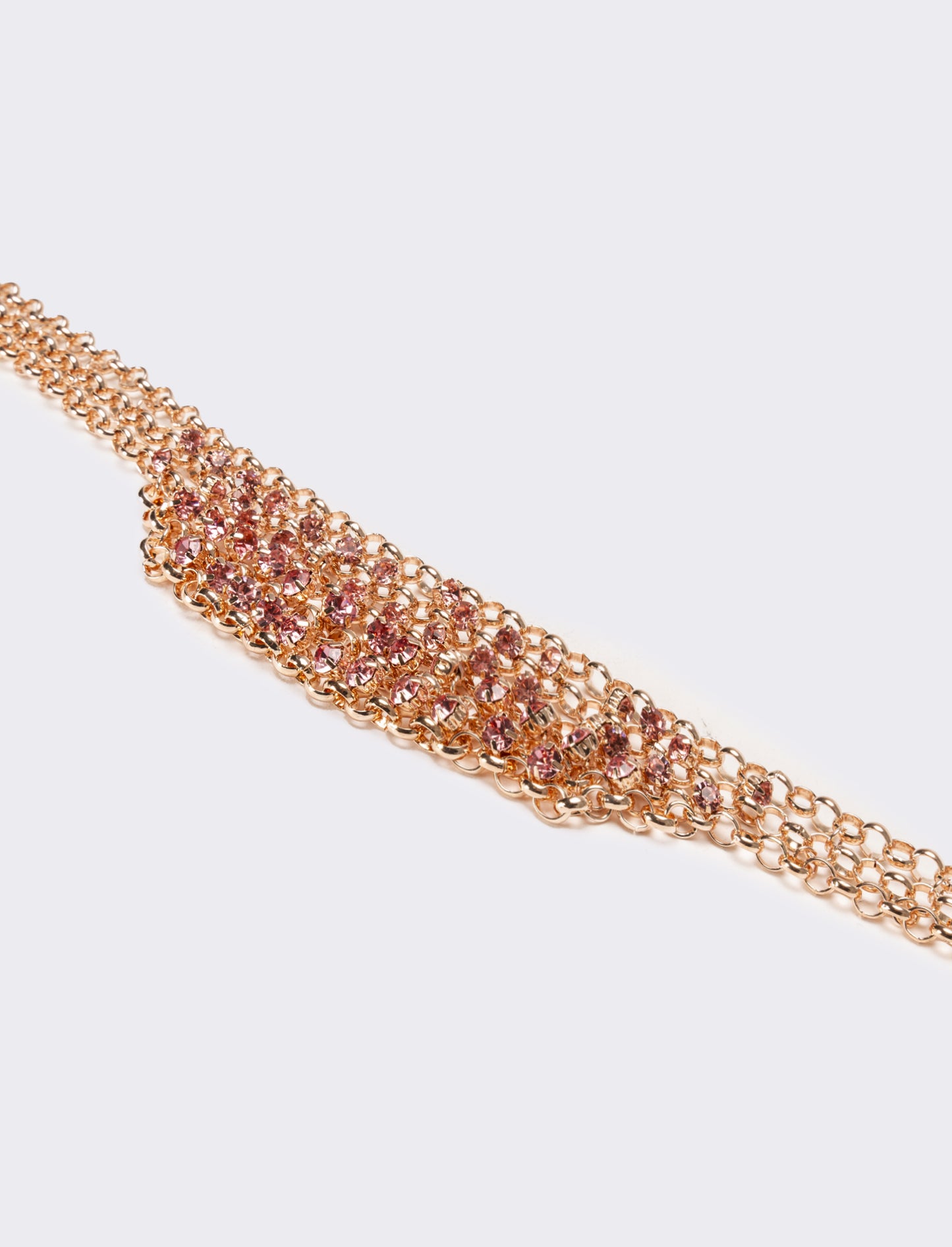 Collana donna con strass e maglia metallica - Rosa