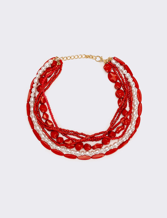 Collana donna multifilo - Rosso