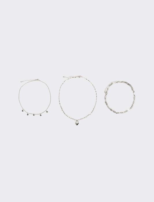 Collana donna 3 fili diversi - Argento