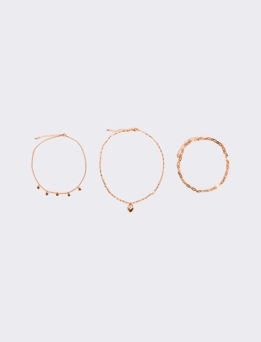 Collana donna 3 fili diversi - Rosa