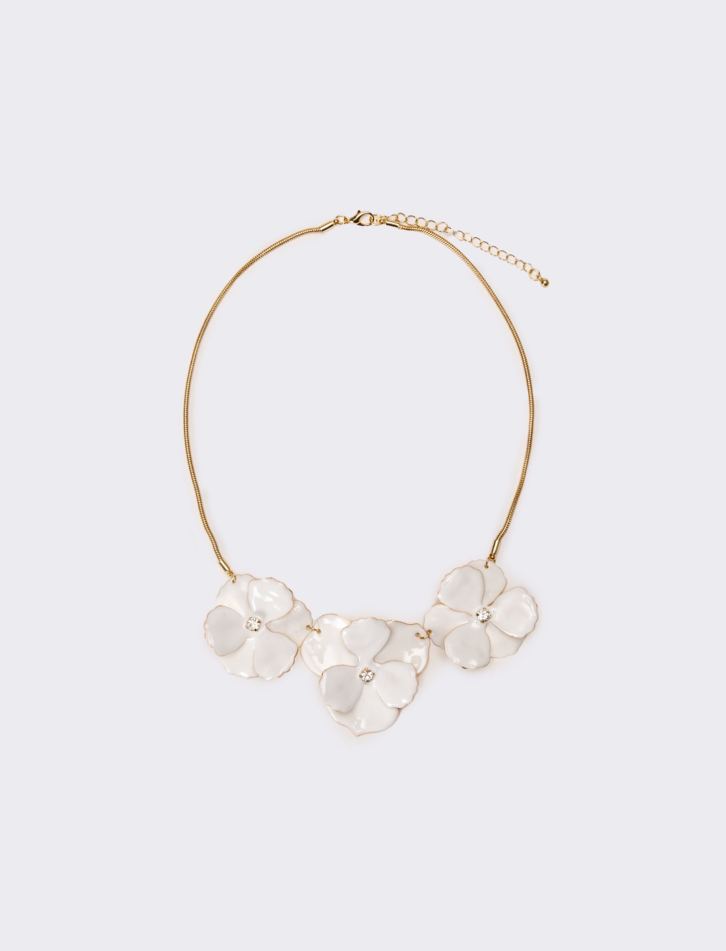 Collana donna con fiori smaltati - Bianco