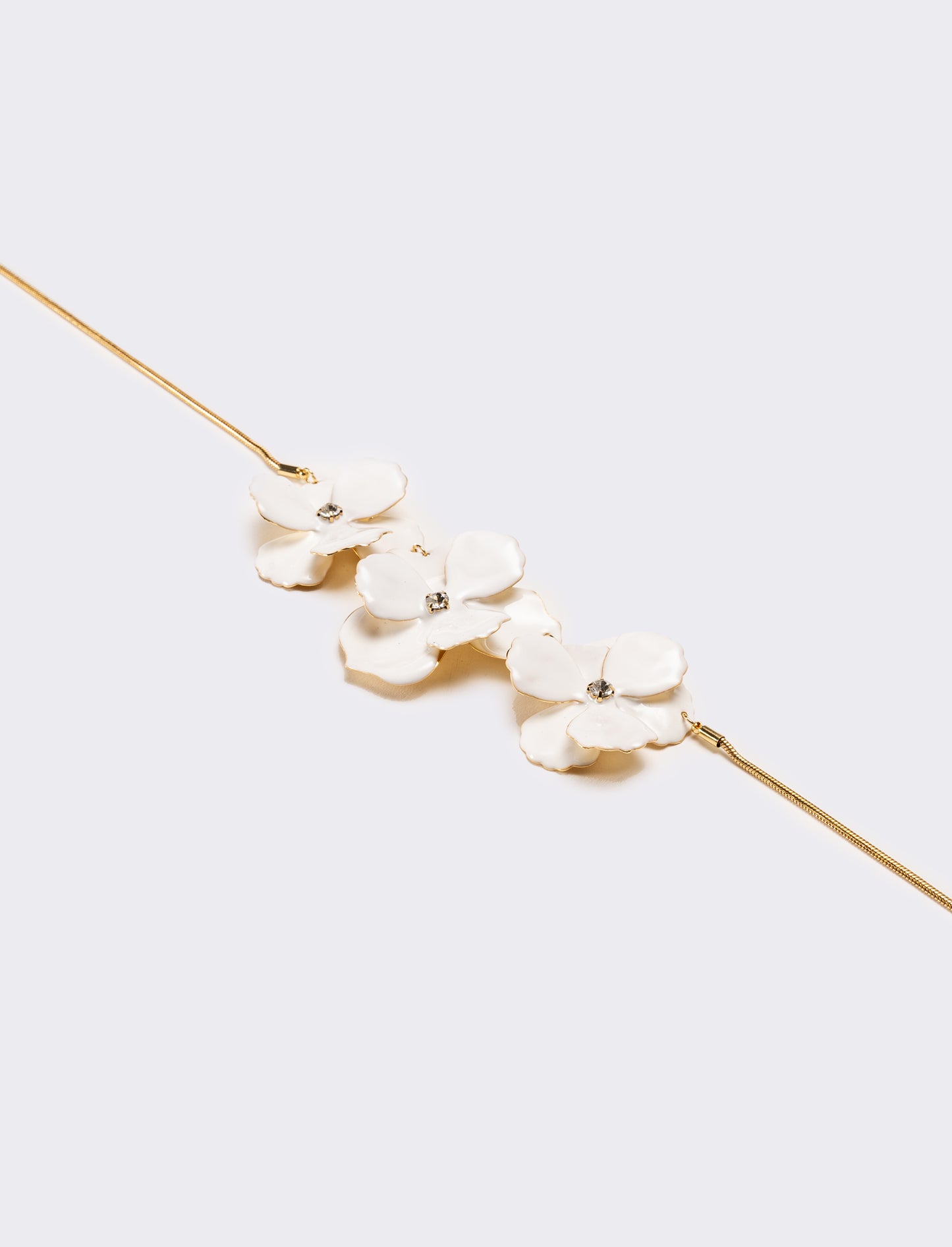Collana donna con fiori smaltati - Bianco