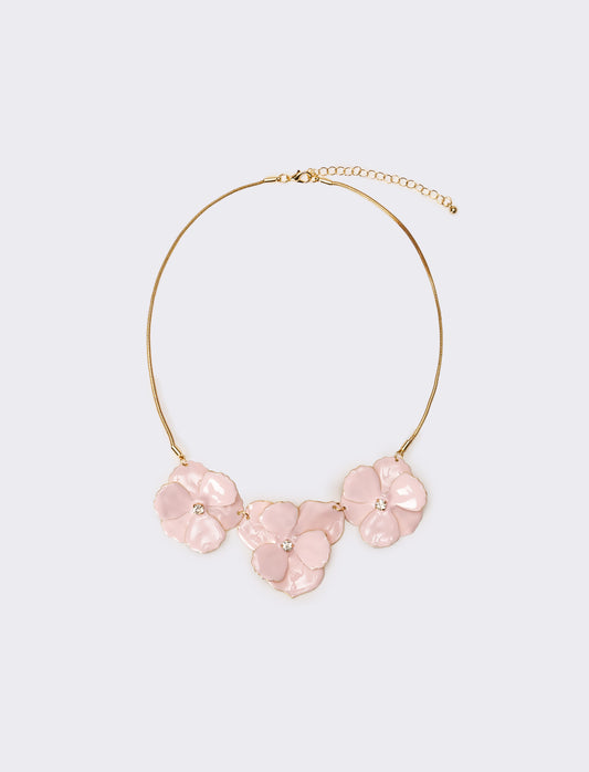 Collana donna con fiori smaltati - Rosa