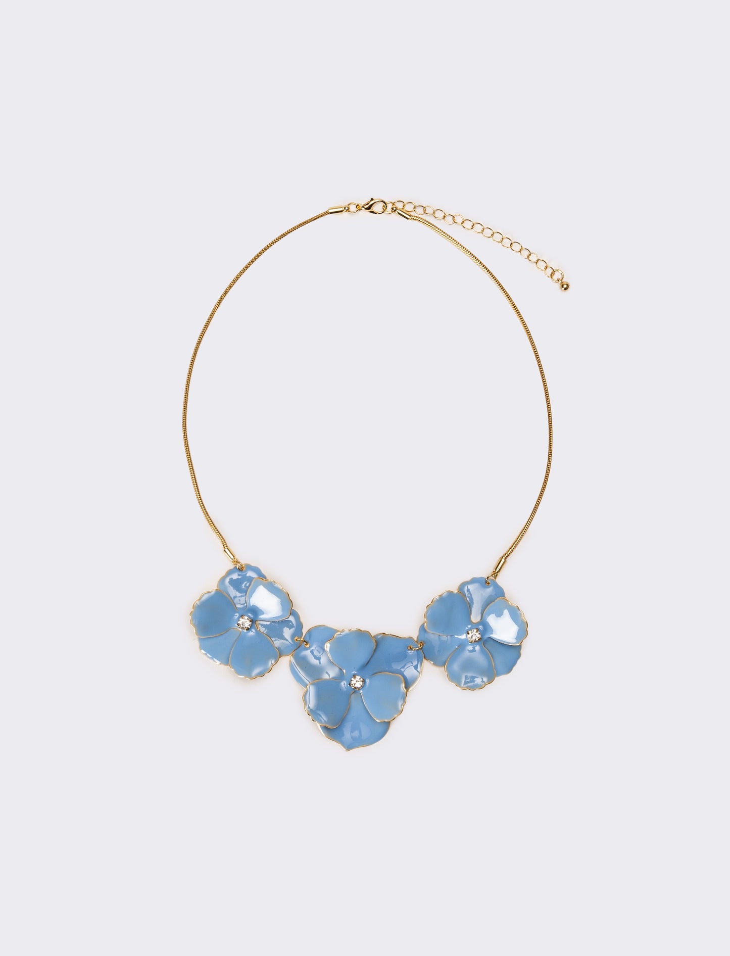 Collana donna con fiori smaltati - Celeste