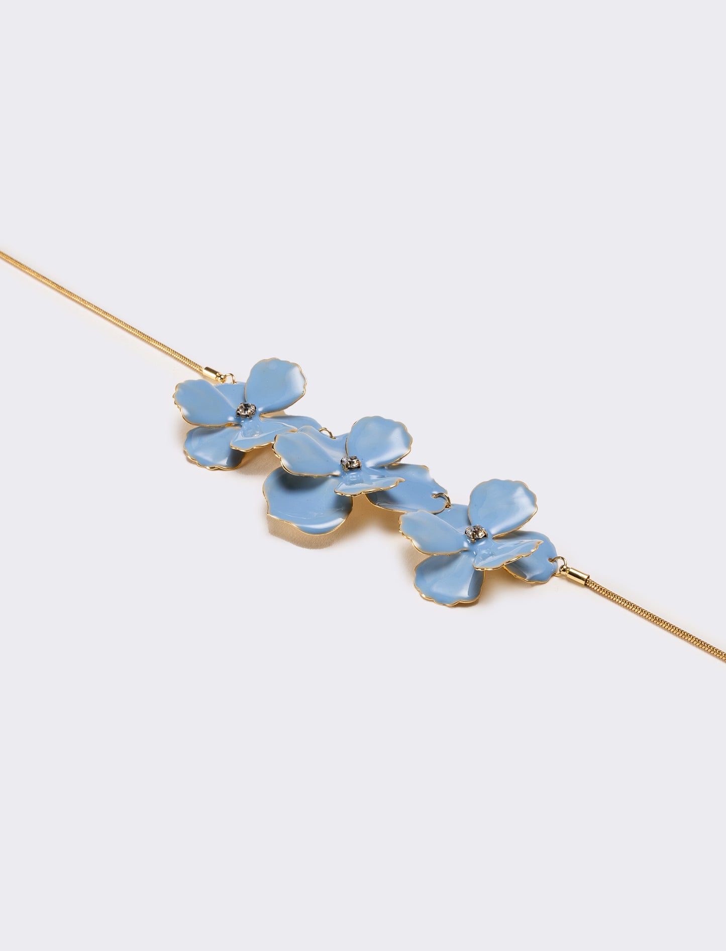 Collana donna con fiori smaltati - Celeste