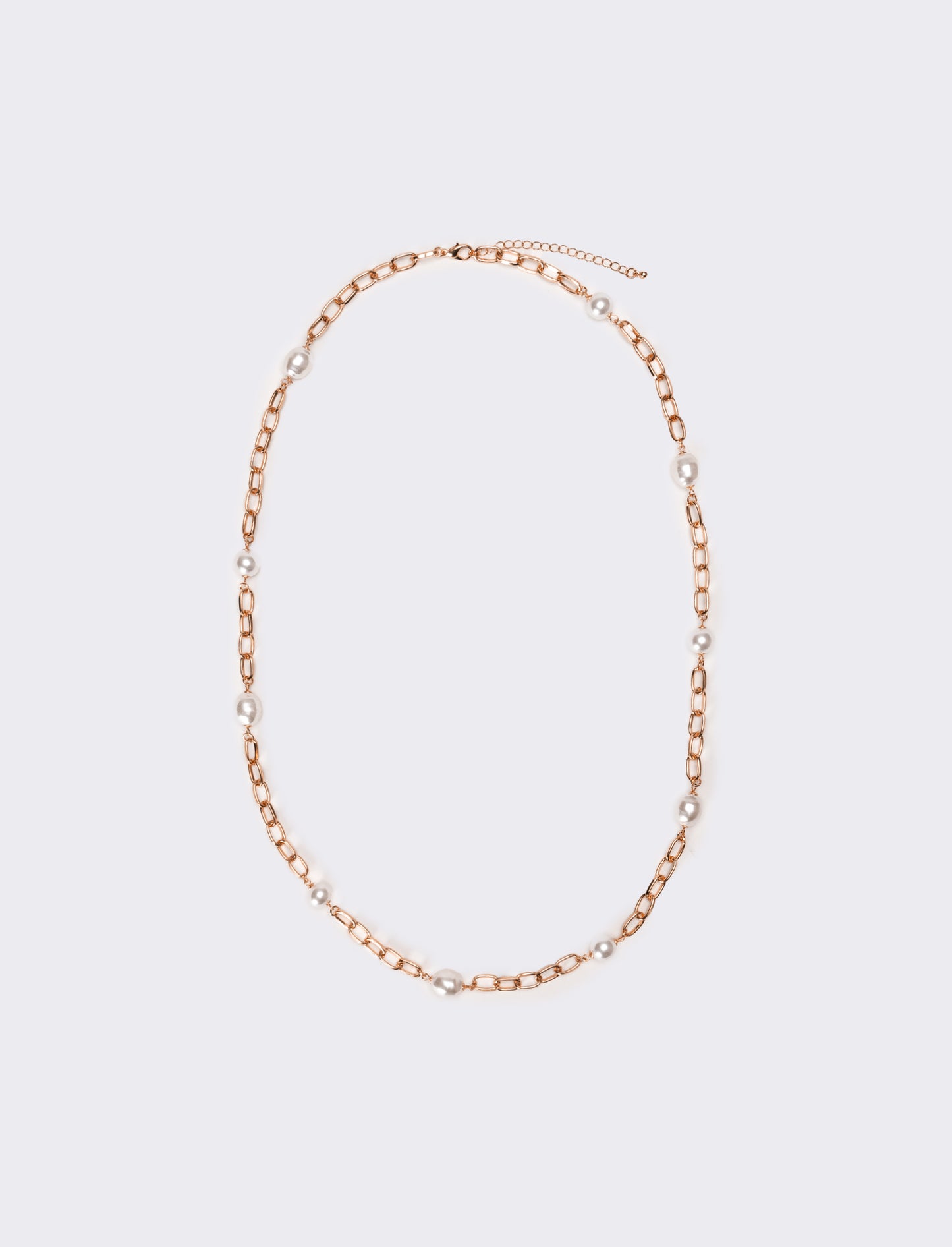 Collana donna con perle e catena - Rosa
