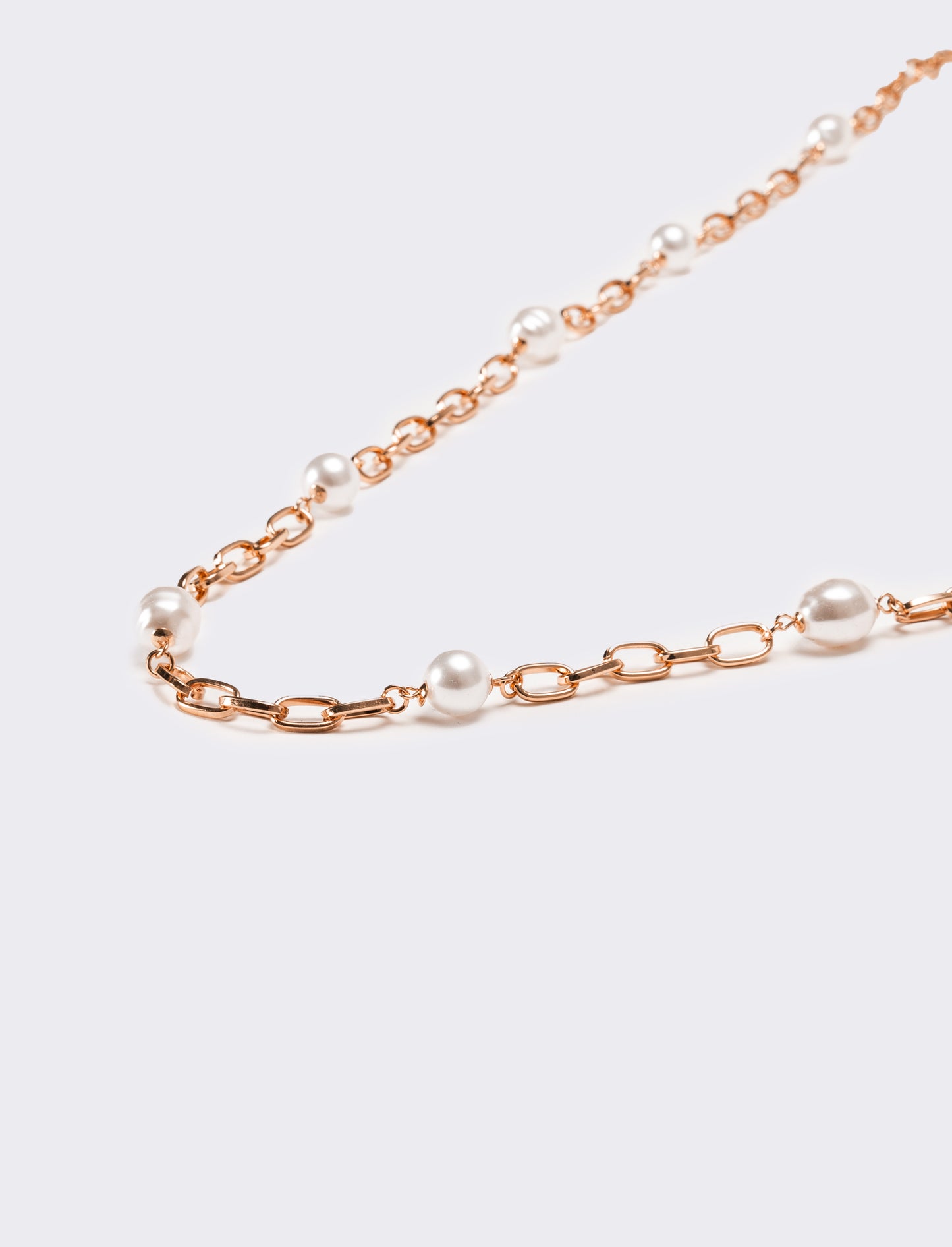 Collana donna con perle e catena - Rosa