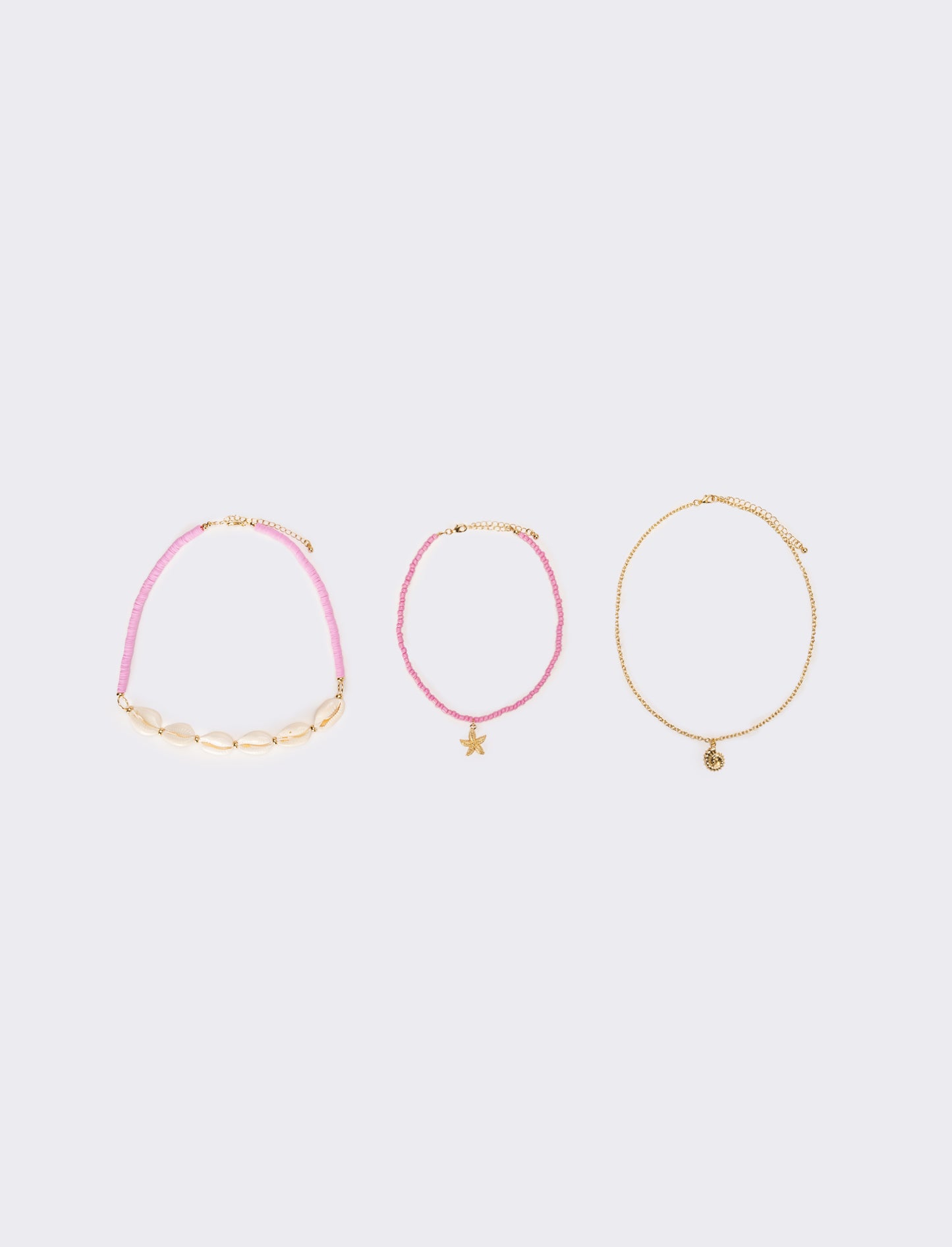 Collana donna con conchiglie e conteria - Fuxia