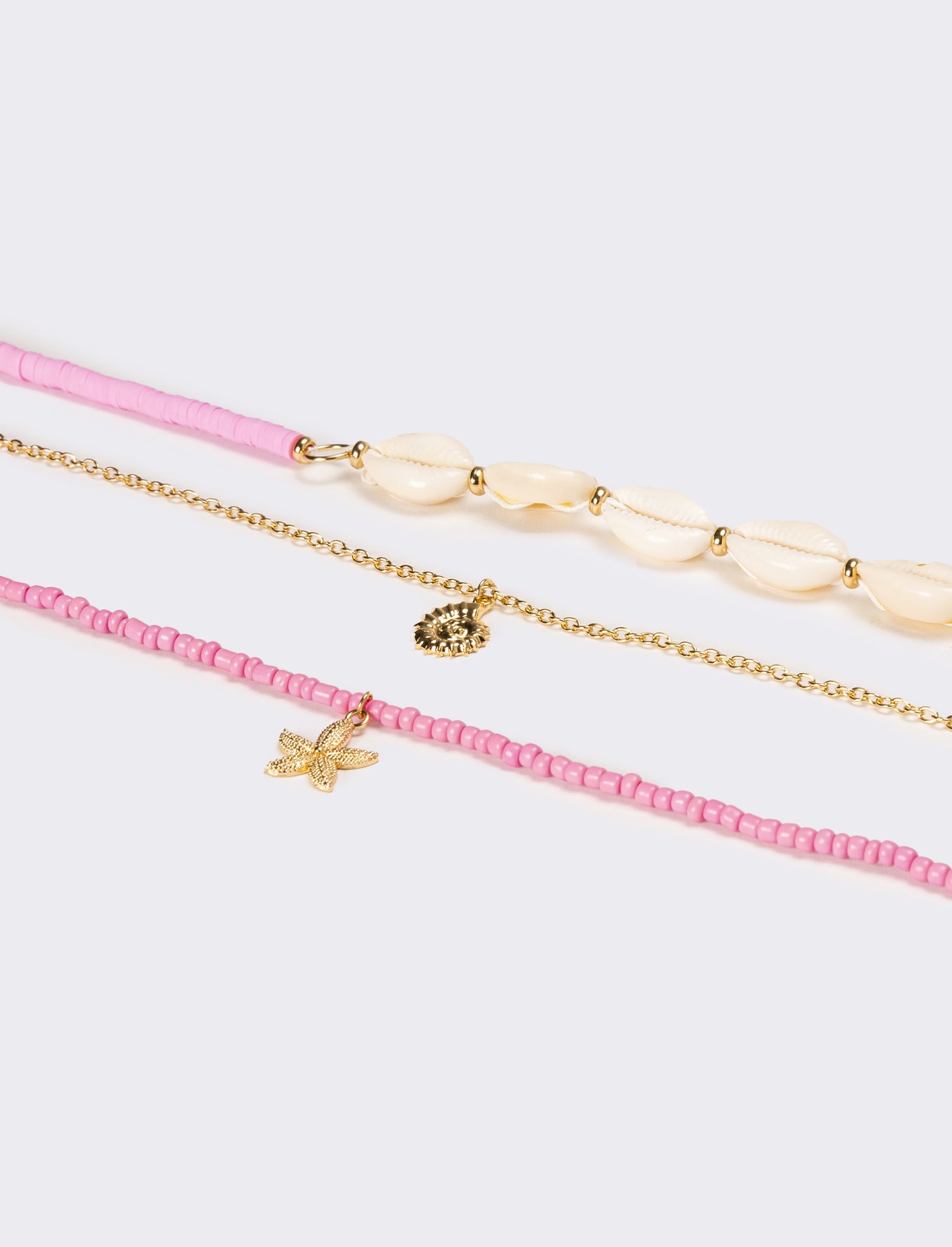 Collana donna con conchiglie e conteria - Fuxia