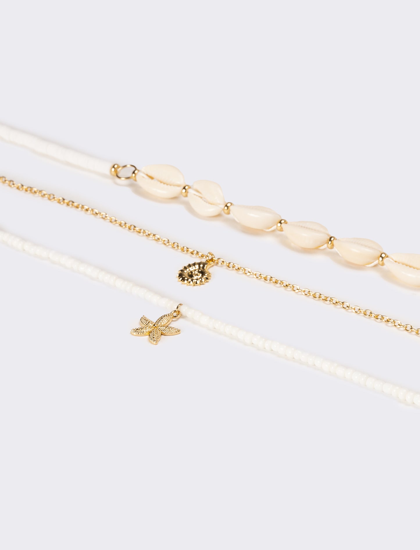 Collana donna con conchiglie e conteria - Bianco