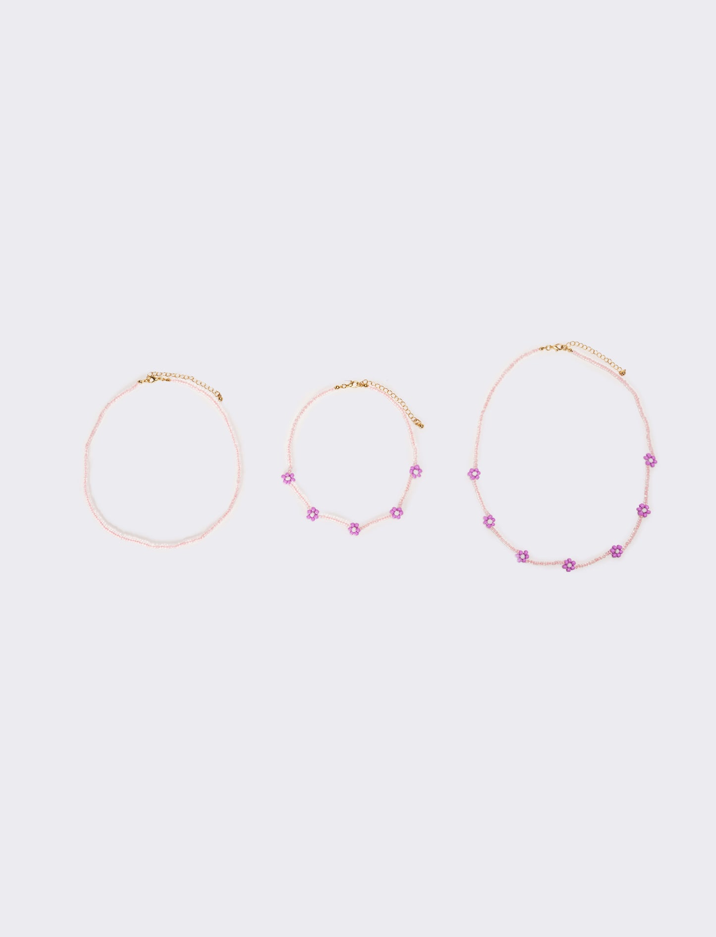 Collana donna fili di conteria con fiori - Rosa