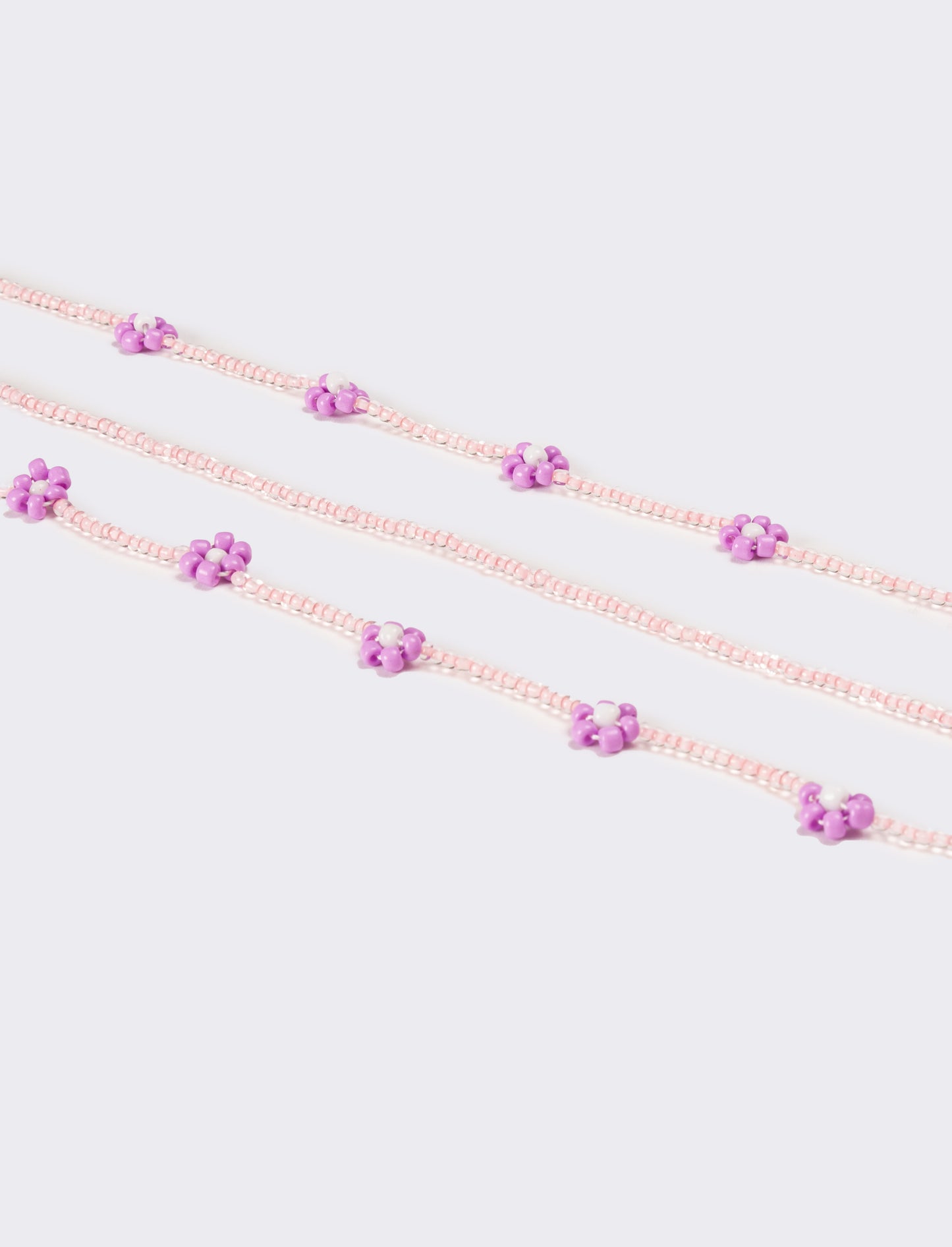 Collana donna fili di conteria con fiori - Rosa