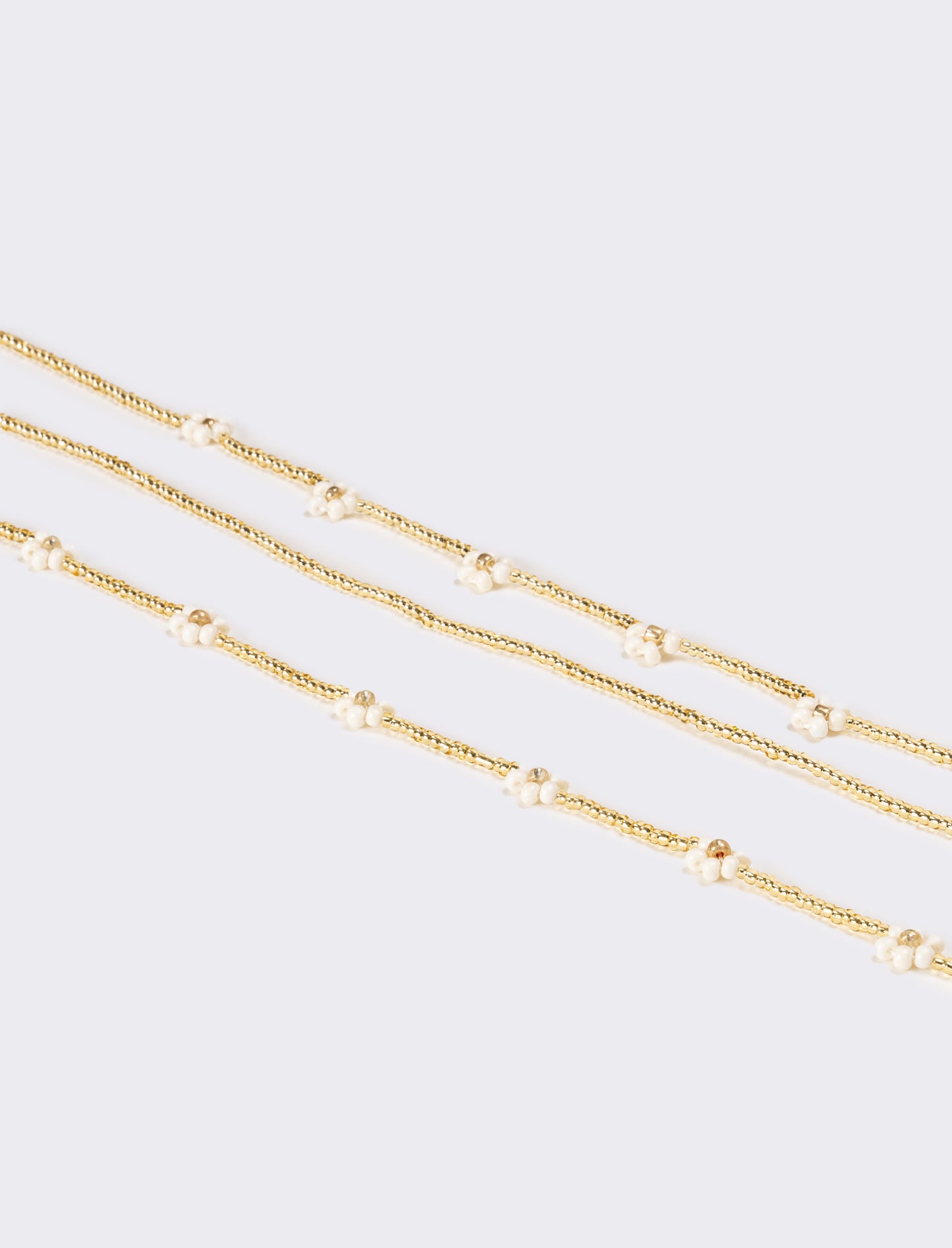 Collana donna fili di conteria con fiori - Oro