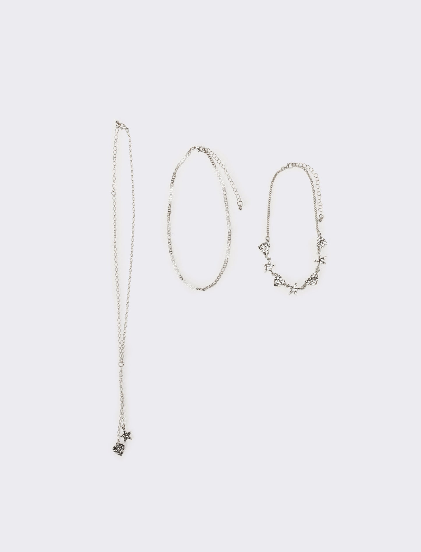 Collana donna 2 fili stelle e cuori - Argento