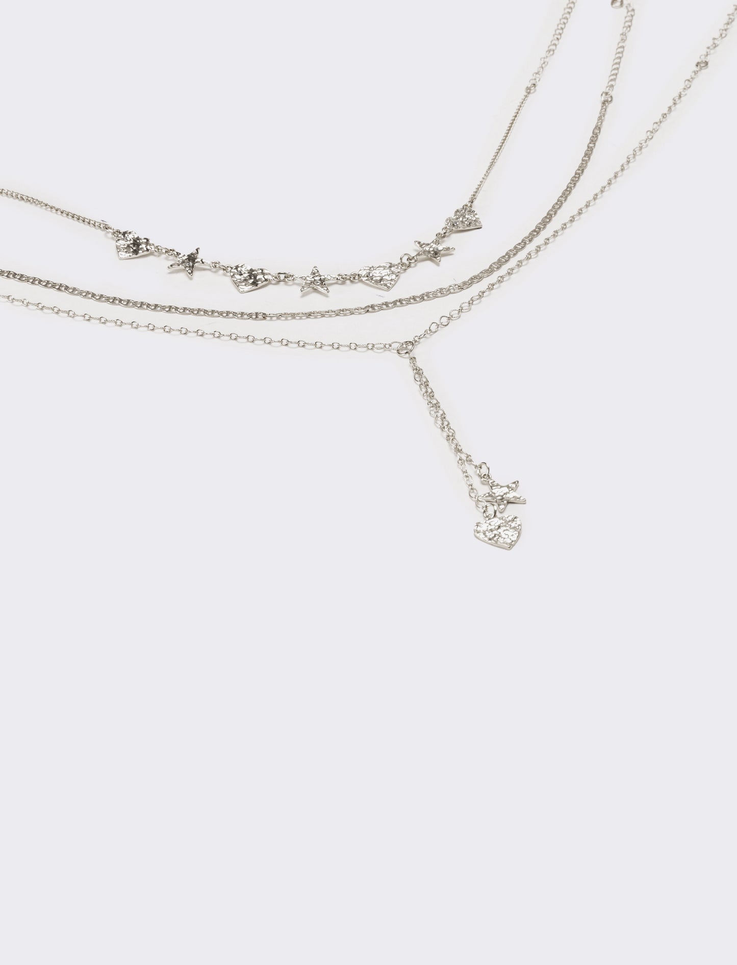 Collana donna 2 fili stelle e cuori - Argento