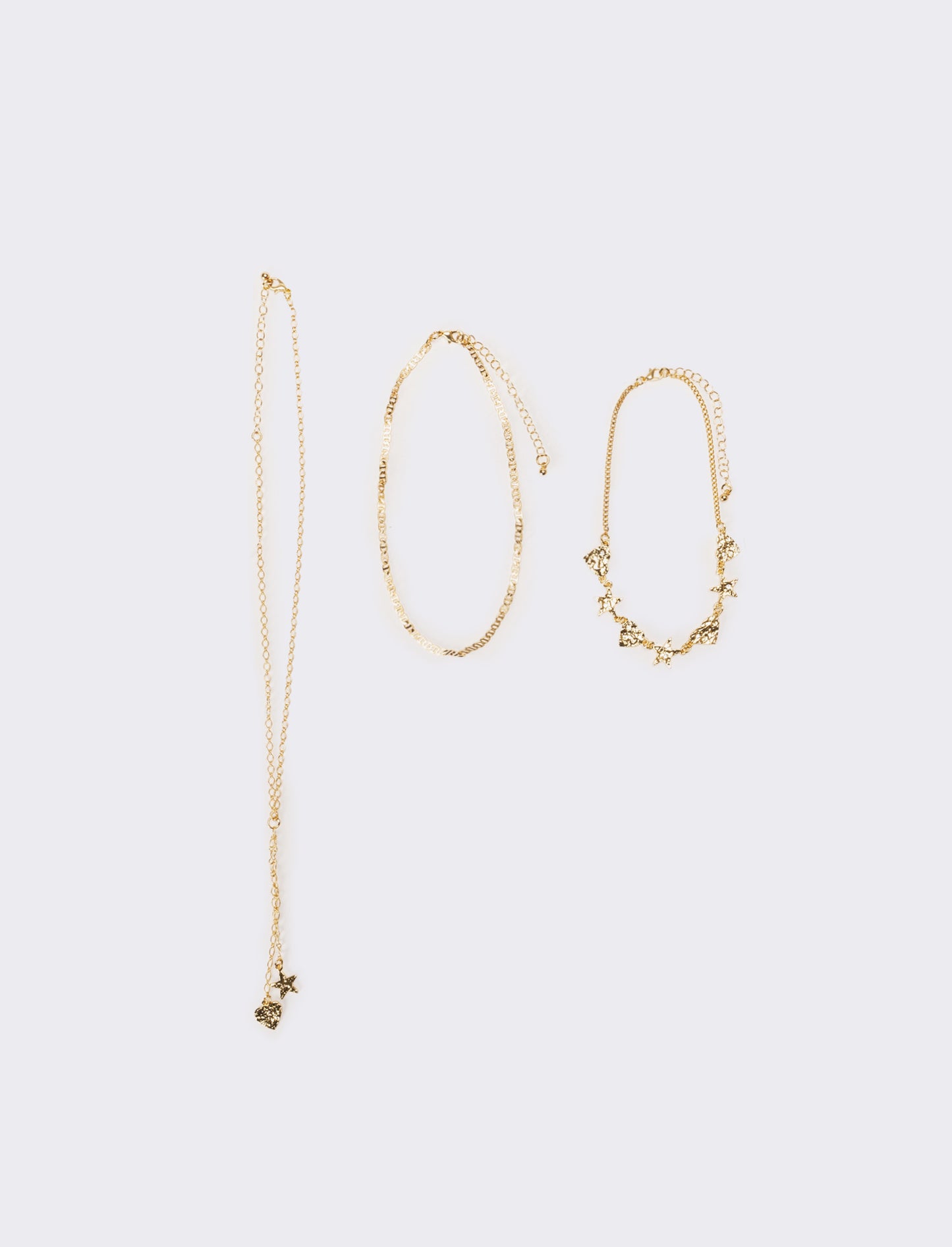 Collana donna 2 fili stelle e cuori - Oro