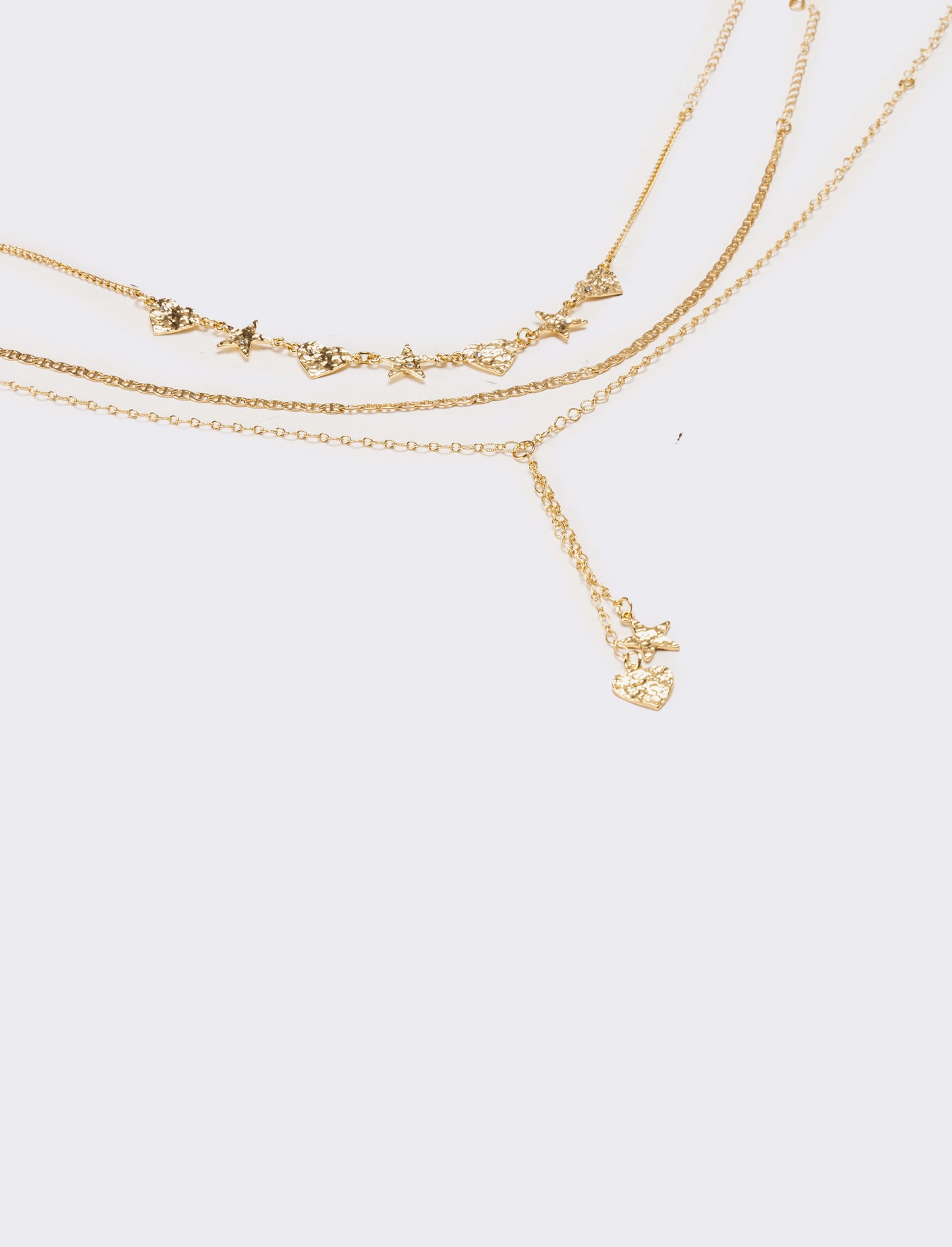 Collana donna 2 fili stelle e cuori - Oro