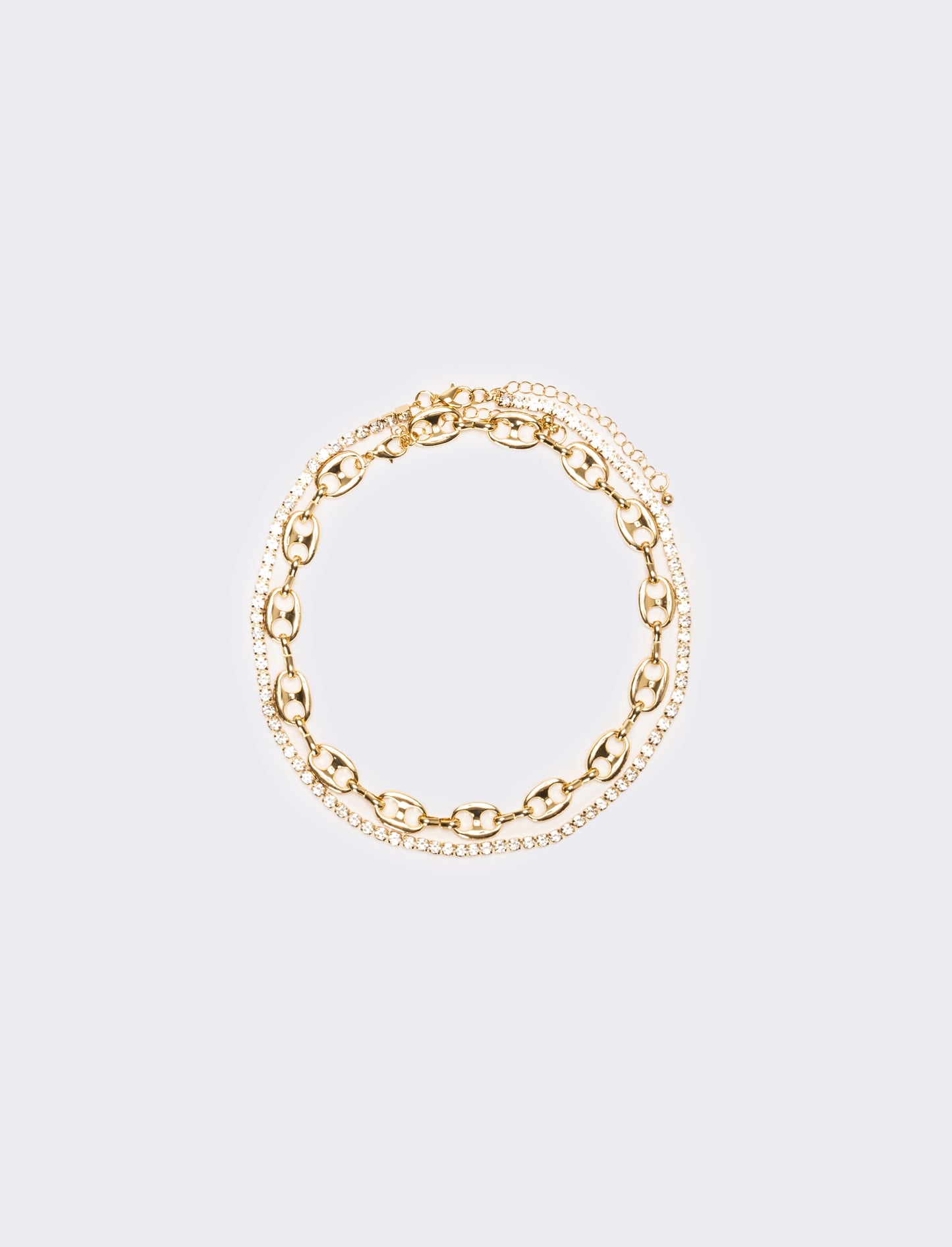 Collana donna strass e catena - Oro