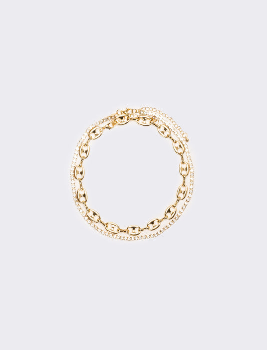 Collana donna strass e catena - Oro