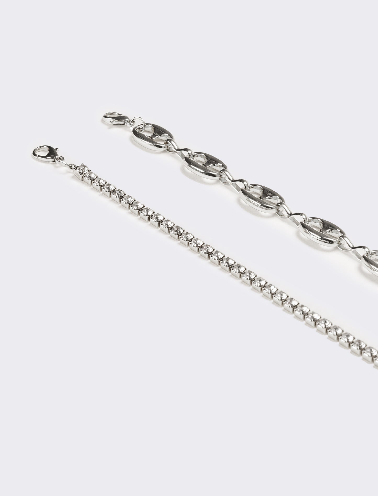 Collana donna strass e catena - Argento