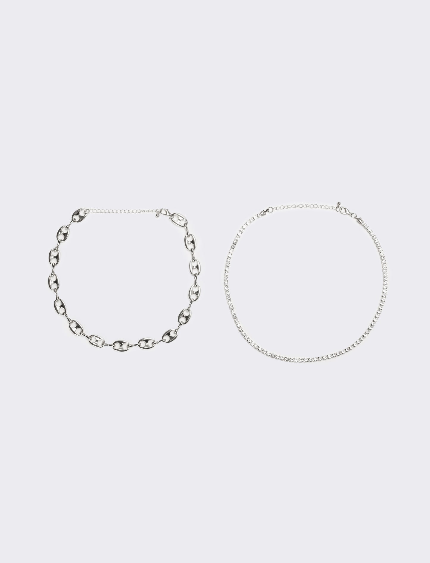 Collana donna strass e catena - Argento
