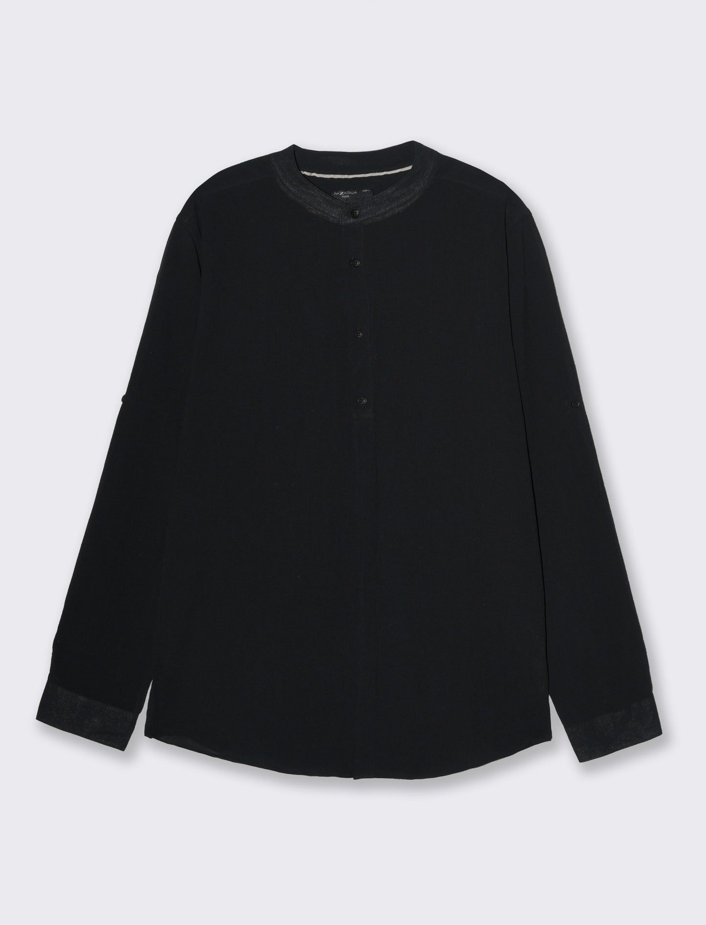 Camicia coreana effetto crepe da uomo - Nero