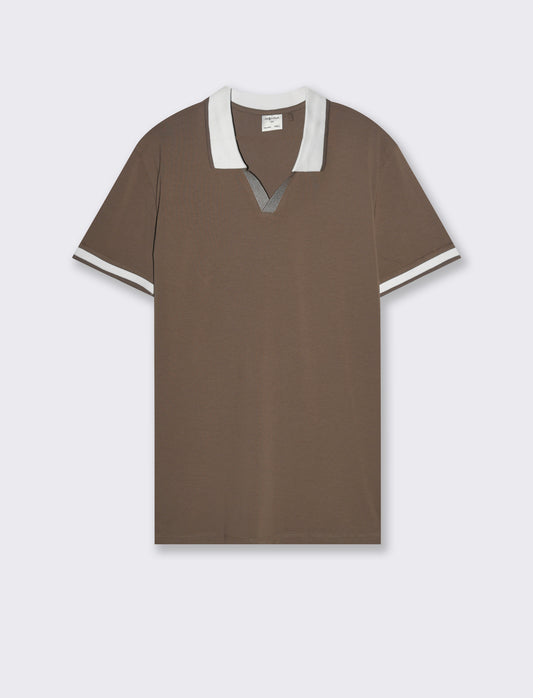 Polo collo derby da uomo - Grigio fango