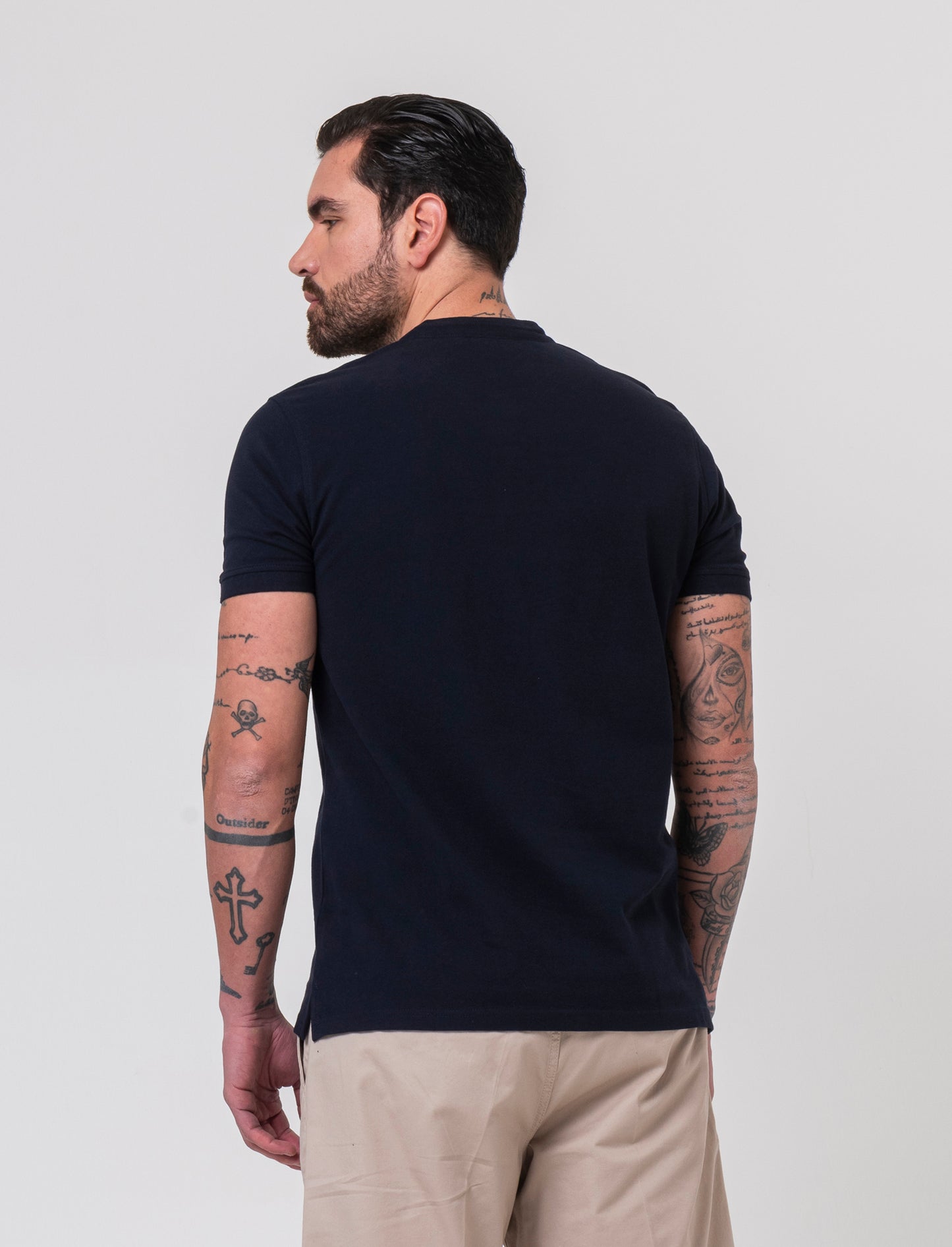 Polo coreana in piquet da uomo - Blu