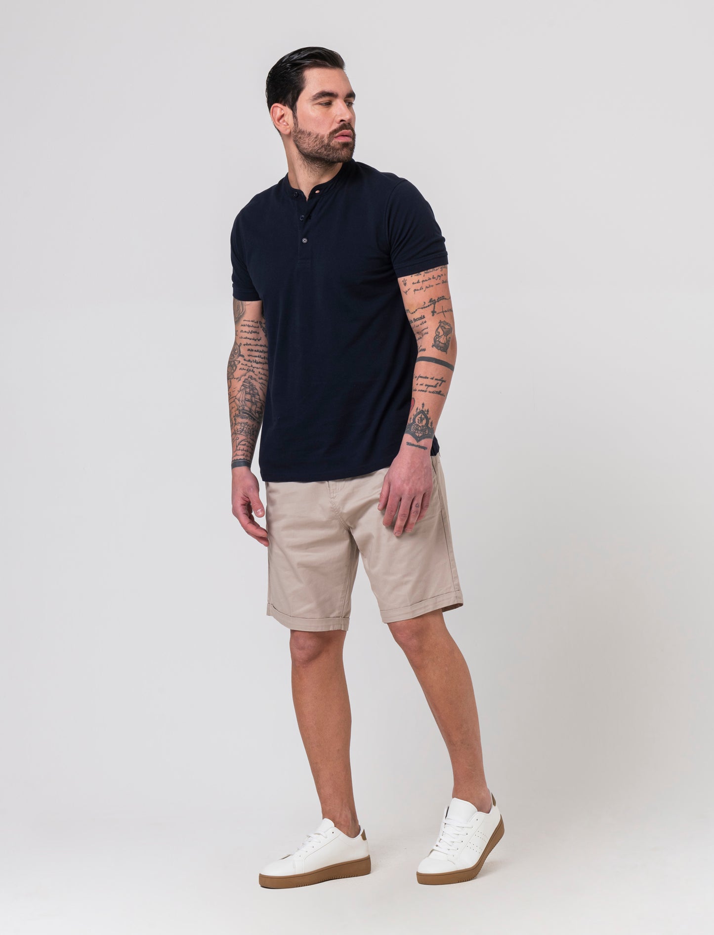 Polo coreana in piquet da uomo - Blu