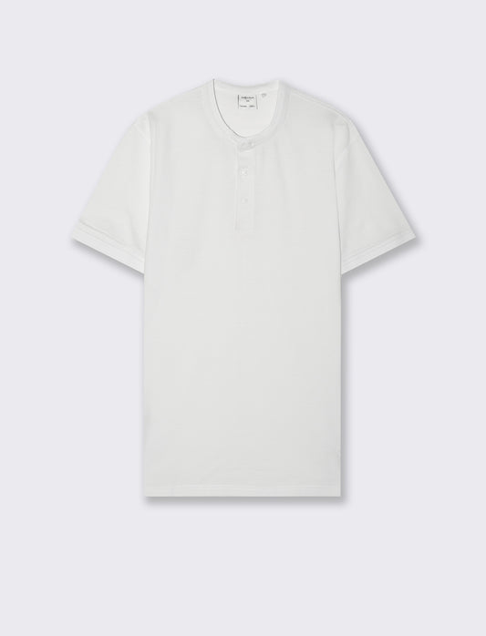 Polo coreana in piquet da uomo - Bianco