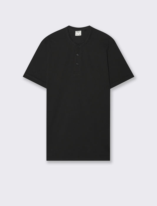 Polo coreana in piquet da uomo - Nero