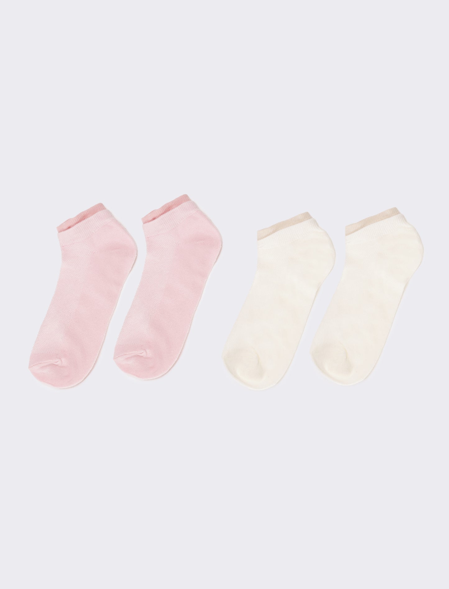 Calzini donna 2 paia con polsino goffrato - Rosa