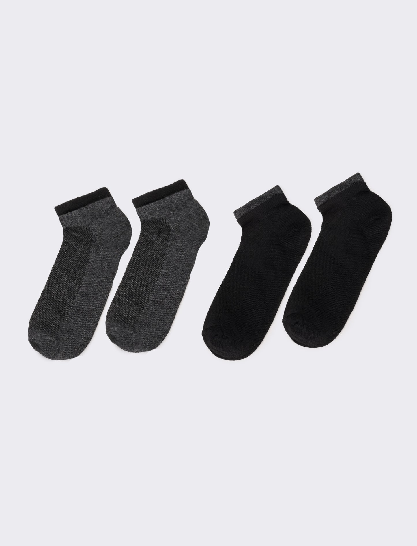 Calzini donna 2 paia con polsino goffrato - Nero
