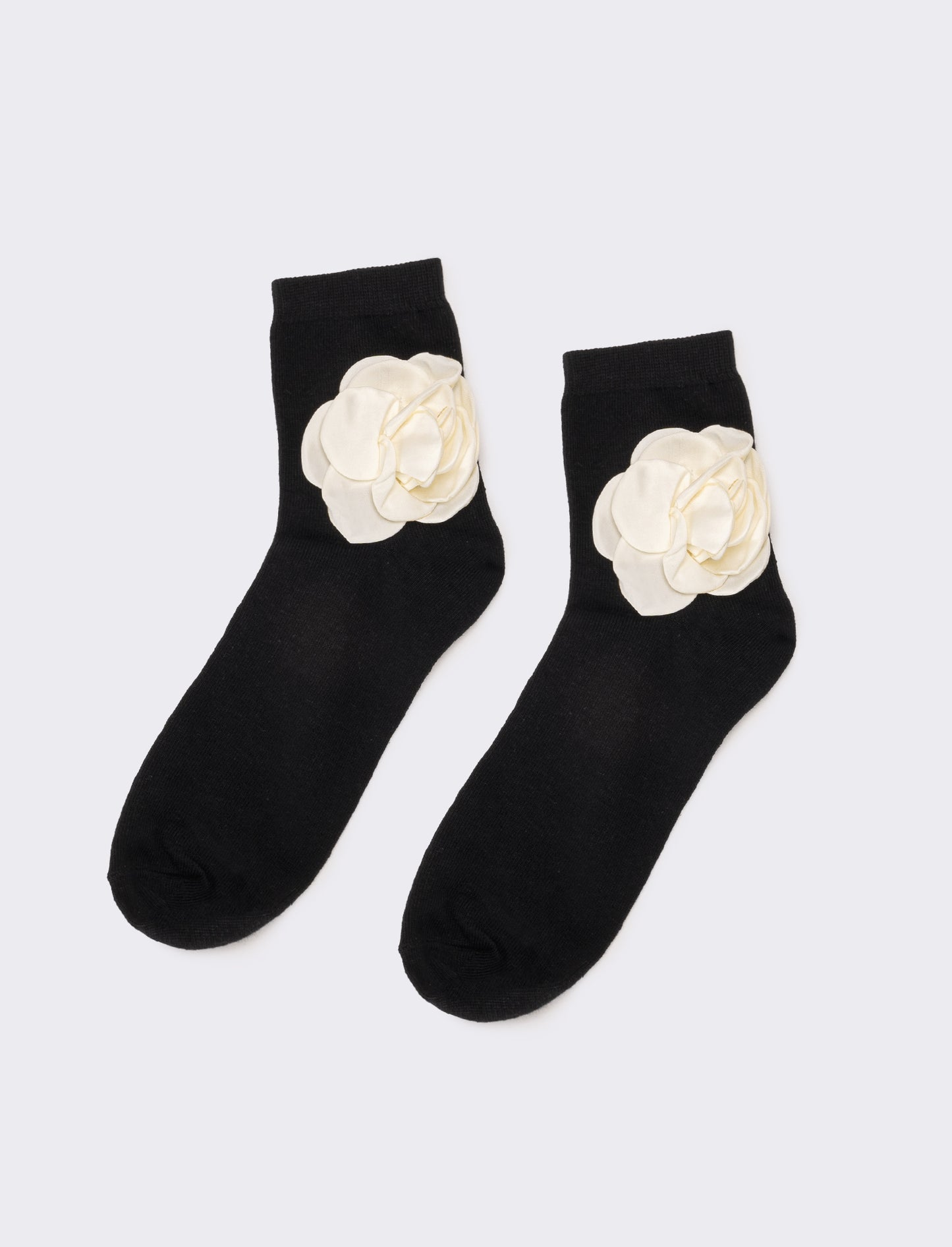 Calzini donna con fiore 1 paio - Nero